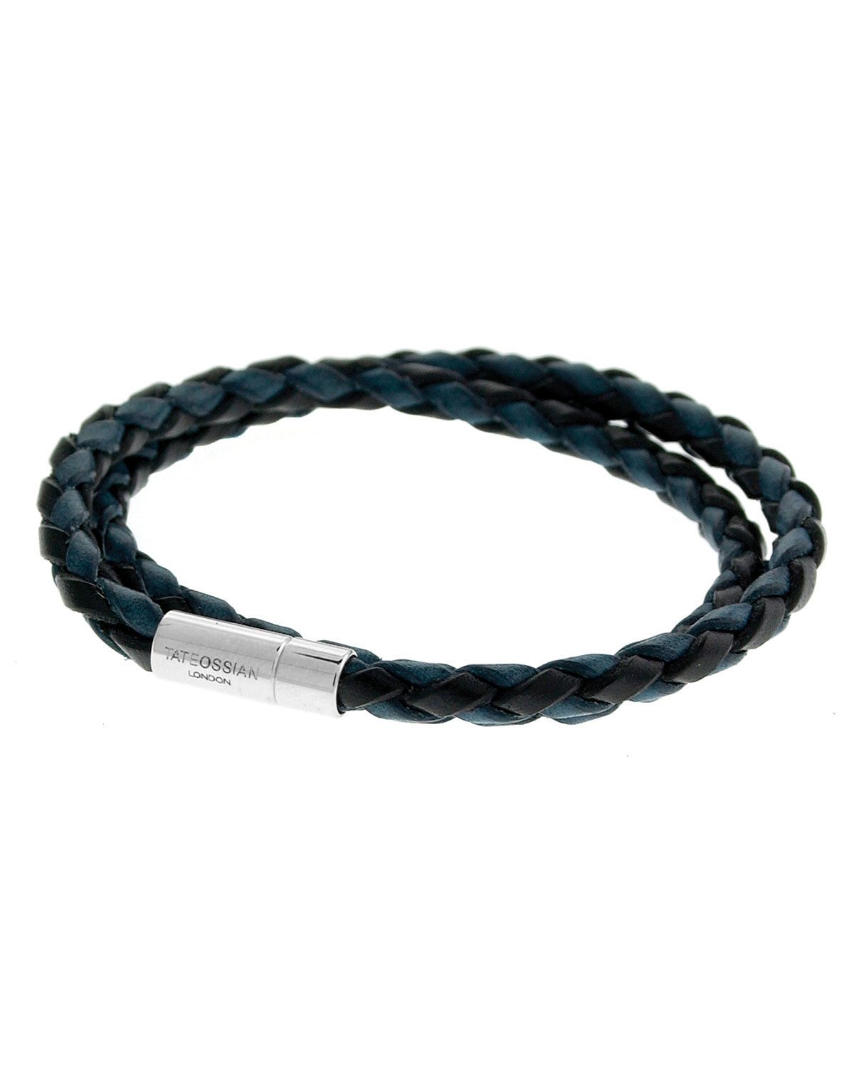 Tateossian Men's Braided Leather Doublewrap Bracelet in Blue Save 5