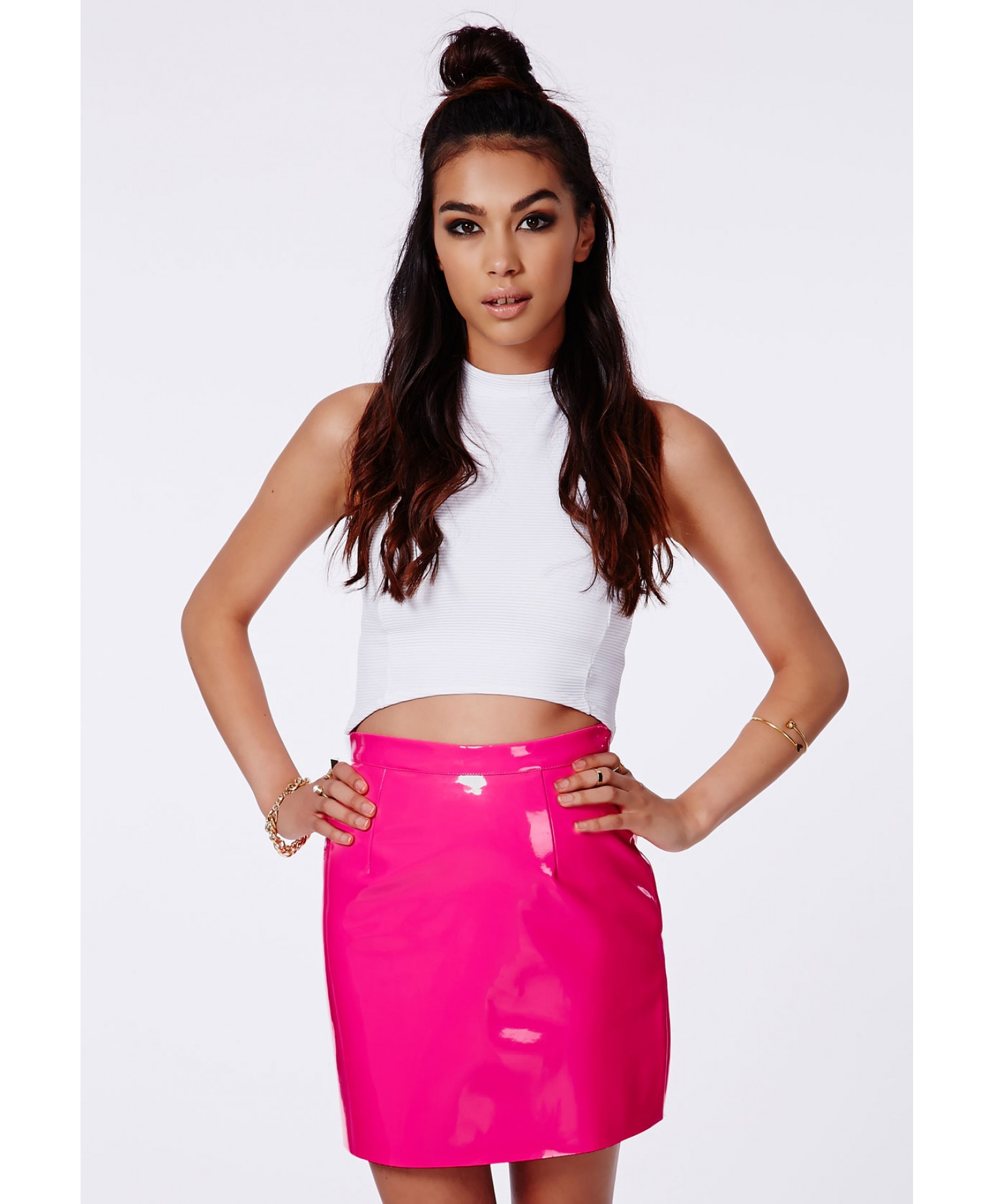 Missguided Nagsia Neon Pink Pvc Mini 
