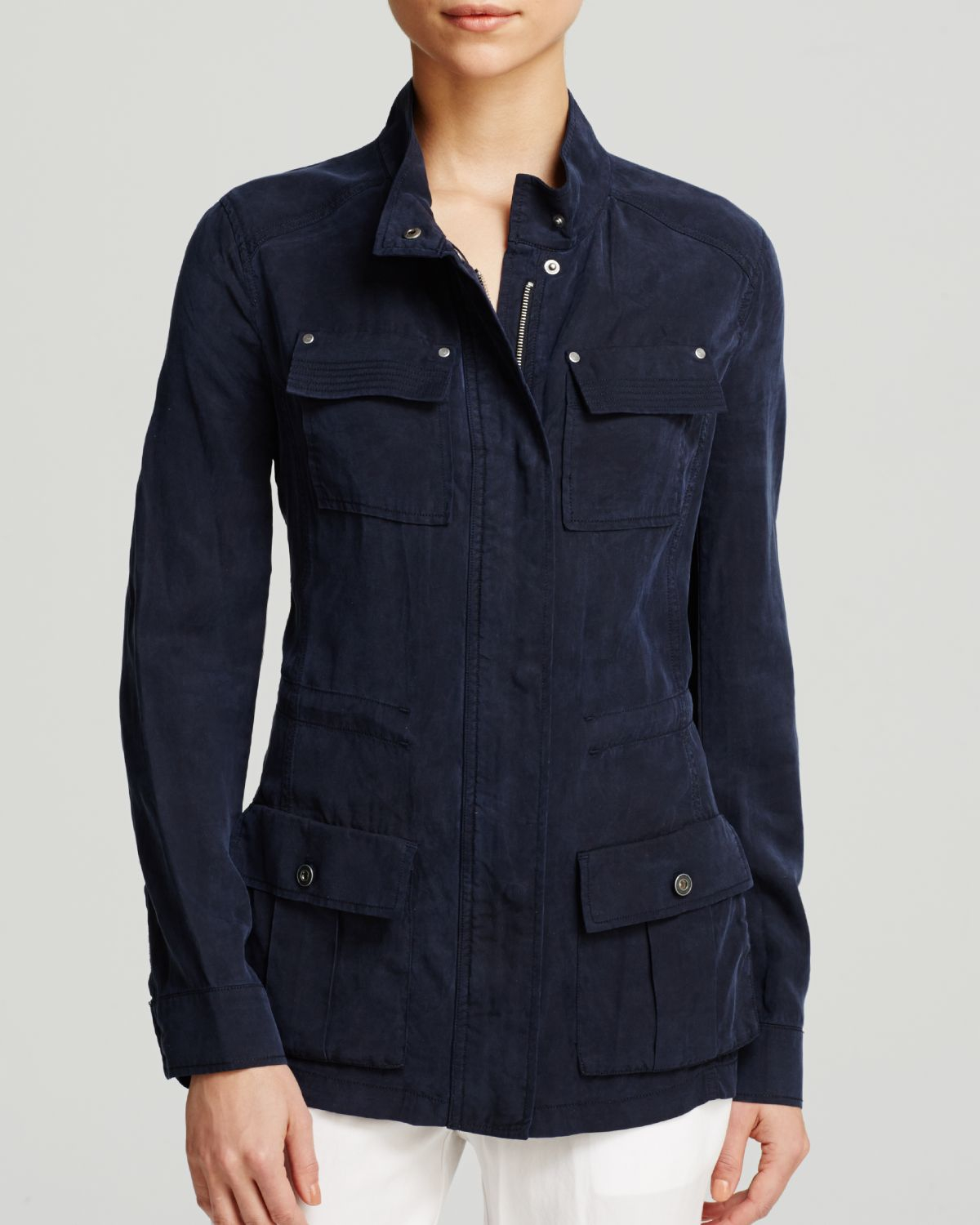 Moon & meadow Tencel® Lyocell Utility Jacket in Blue Lyst