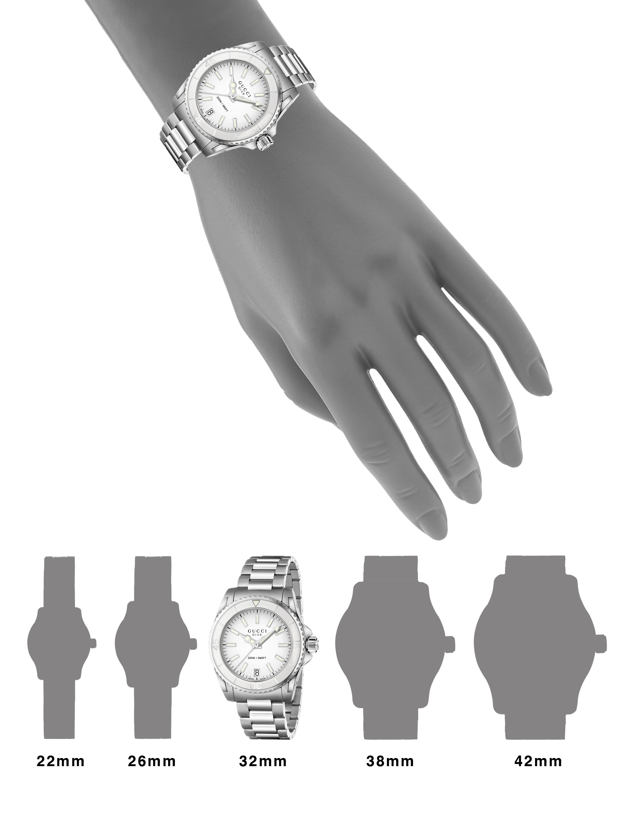 svulst Monograph St Gucci Dive Stainless Steel Bracelet Watch/White in Silver (Metallic) - Lyst