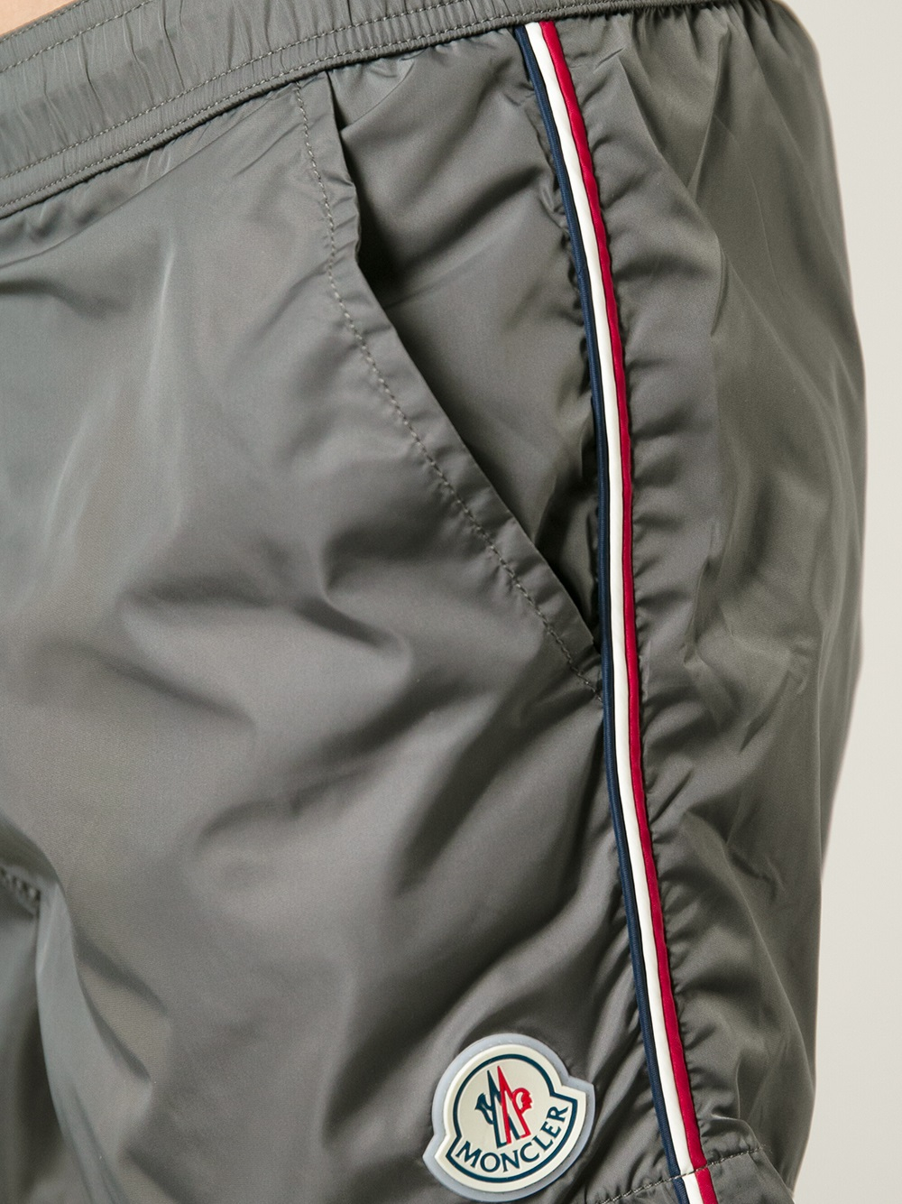 Moncler Swim Shorts with Logo Details in Grey for Men | Lyst UK