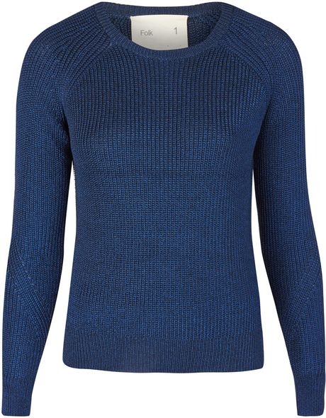 Folk Navy Metallic Rib Knit Jumper in Blue (navy) | Lyst