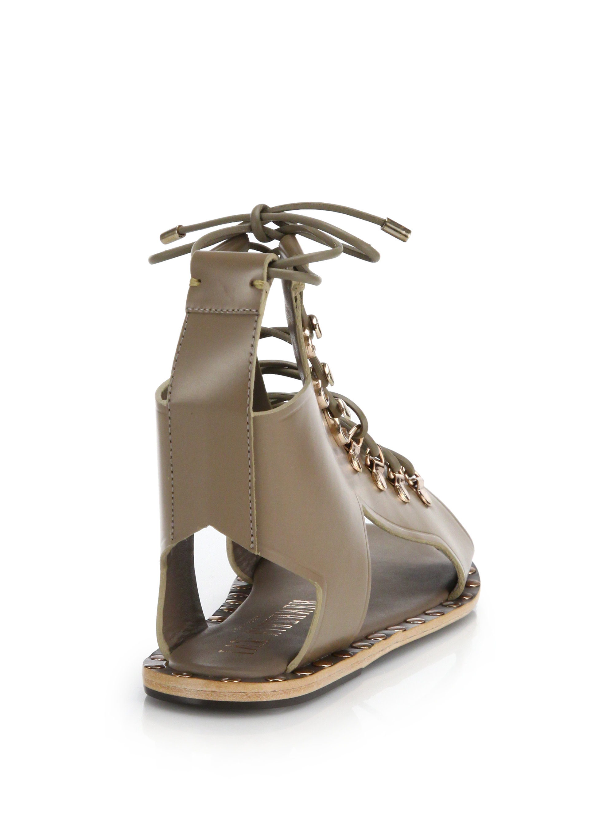Ivy Kirzhner Skylar Studded Leather Lace-Up Sandal Truffle Tie Up Gladiator