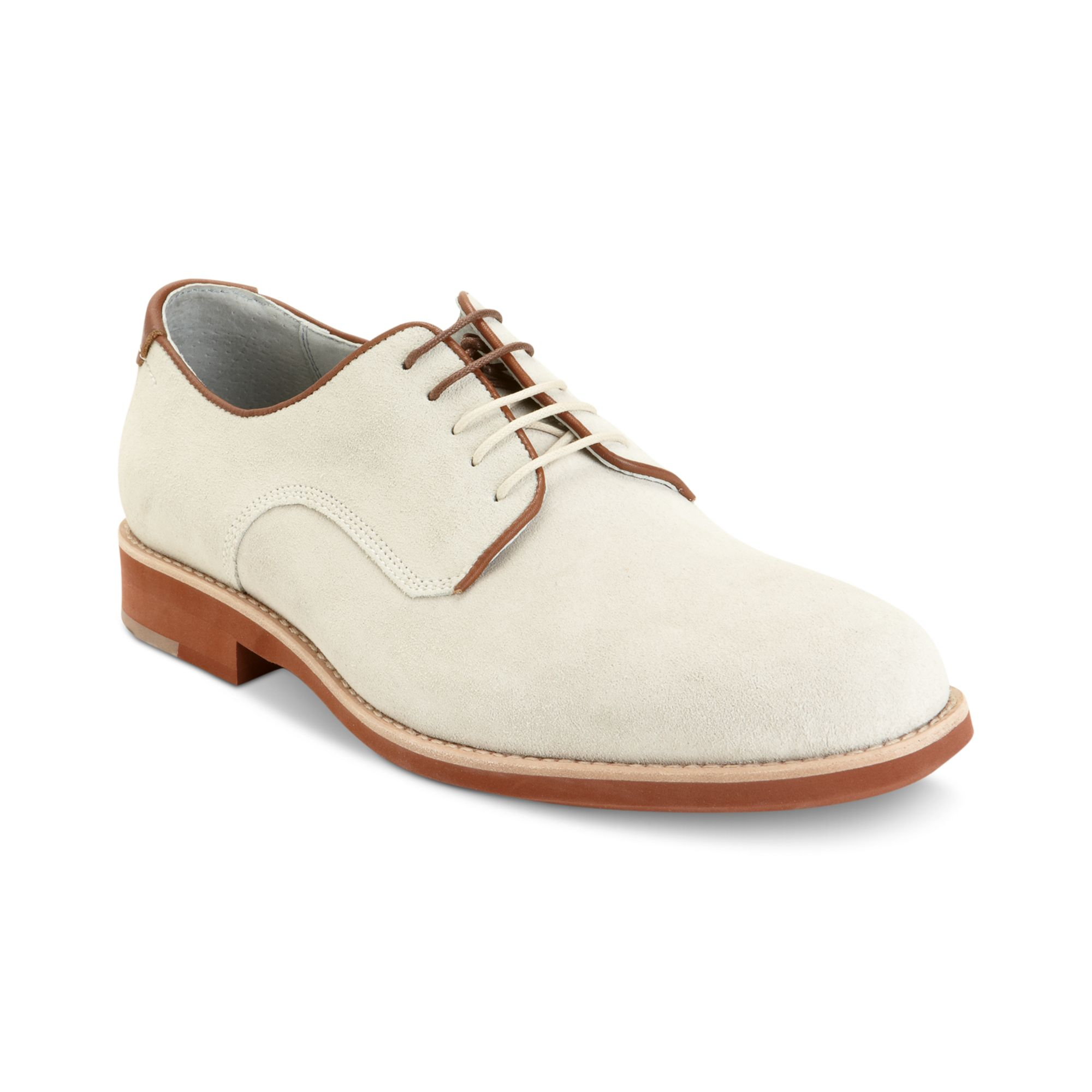 Johnston & Murphy Ellington Suede Plain Toe Shoes in White for Men | Lyst