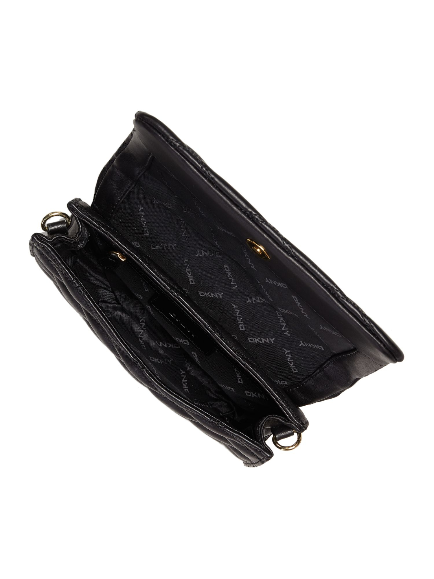 DKNY Leather Quilted Black Small Flap Over Cross Body Bag - Lyst
