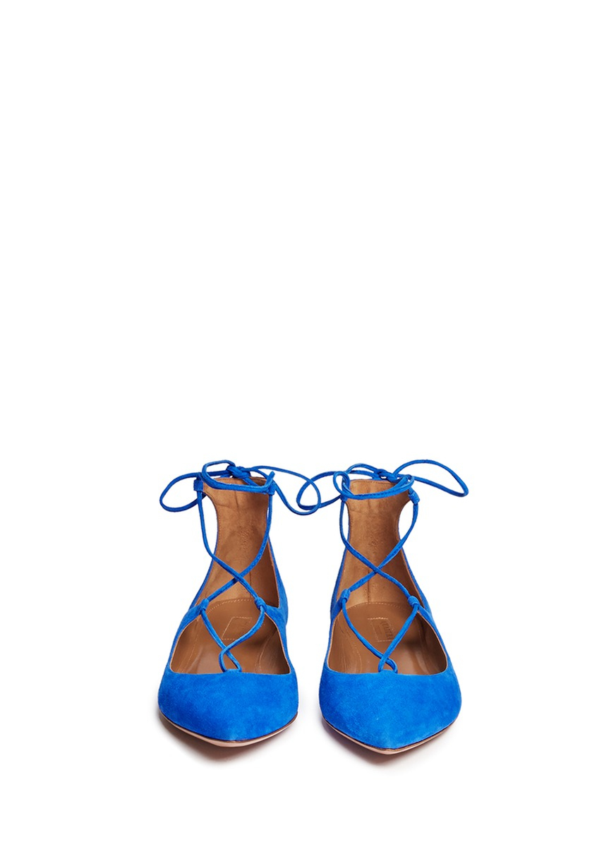blue lace up flats