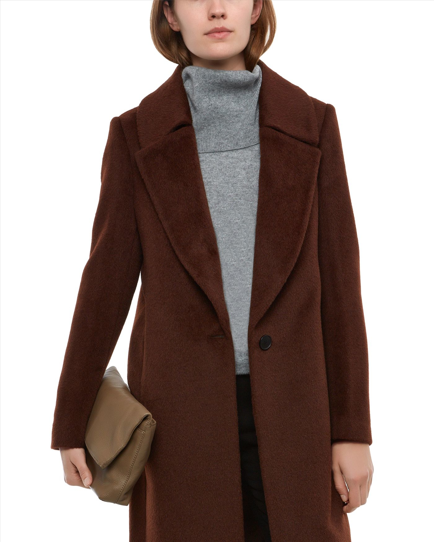 Jaeger Alpaca Crombie Coat in Brown Lyst