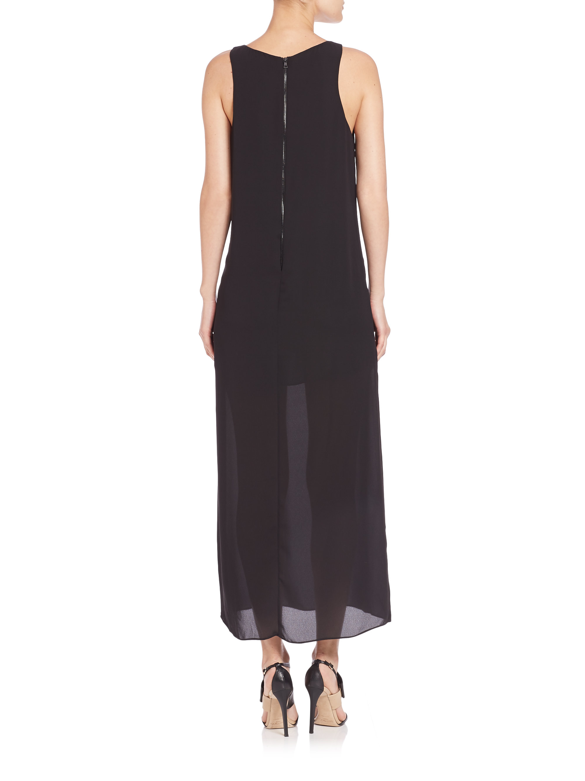 lucia high slit maxi dress in black lyst lucia high slit maxi dress in black lyst