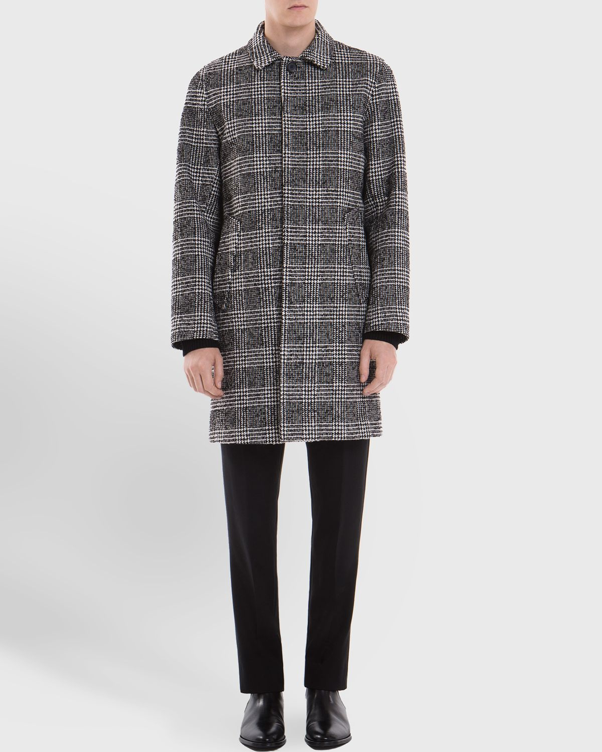 grey check coat men