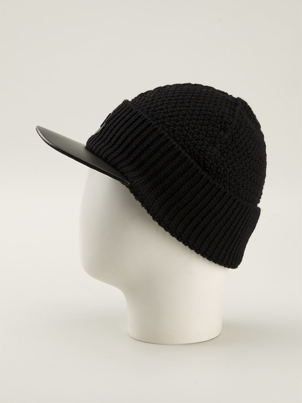 Moncler Knitted Visor Hat in Black for Men | Lyst