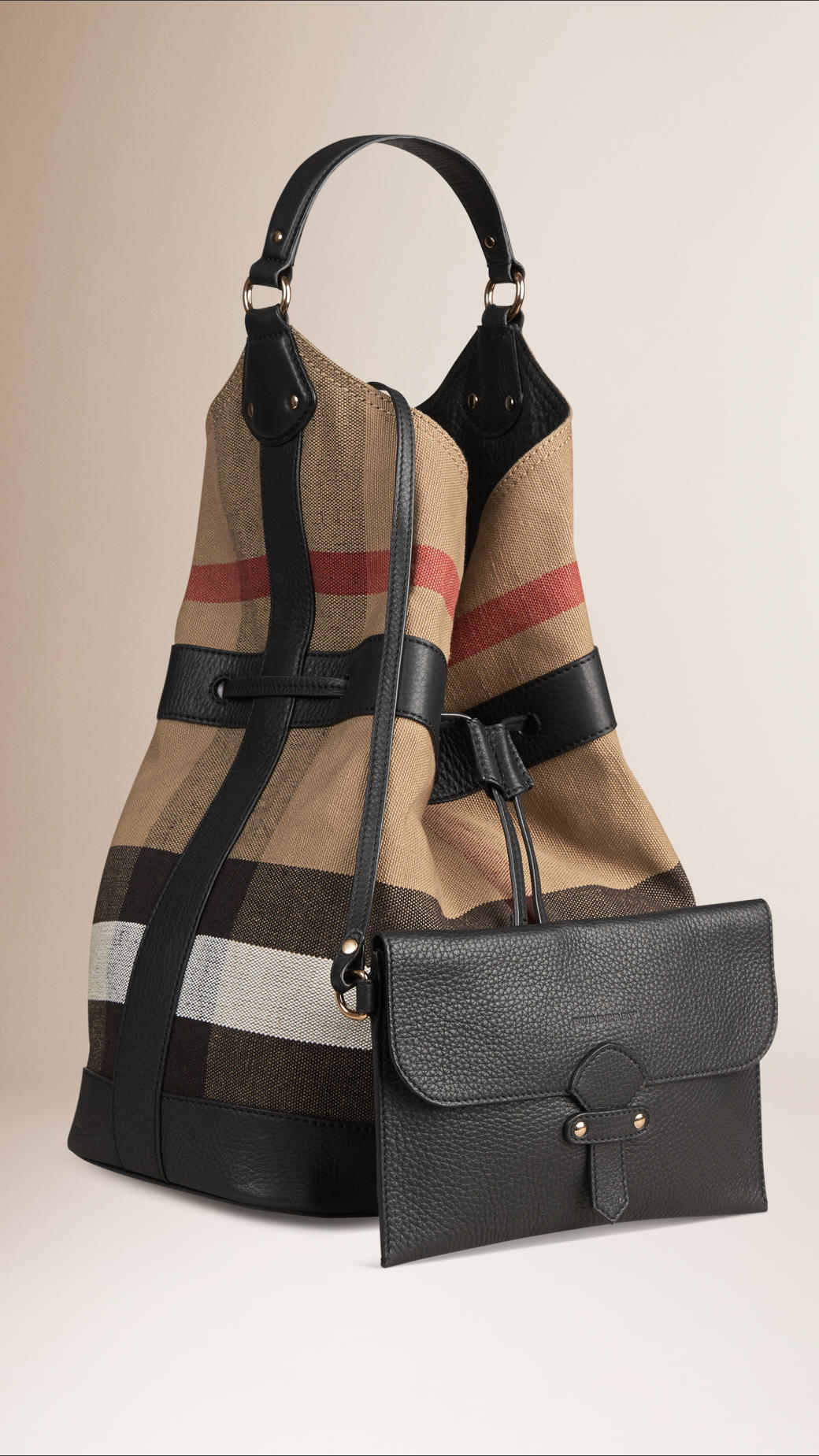 Burberry The Large Ashby Canvas Check And Leather Bag in Black Lyst