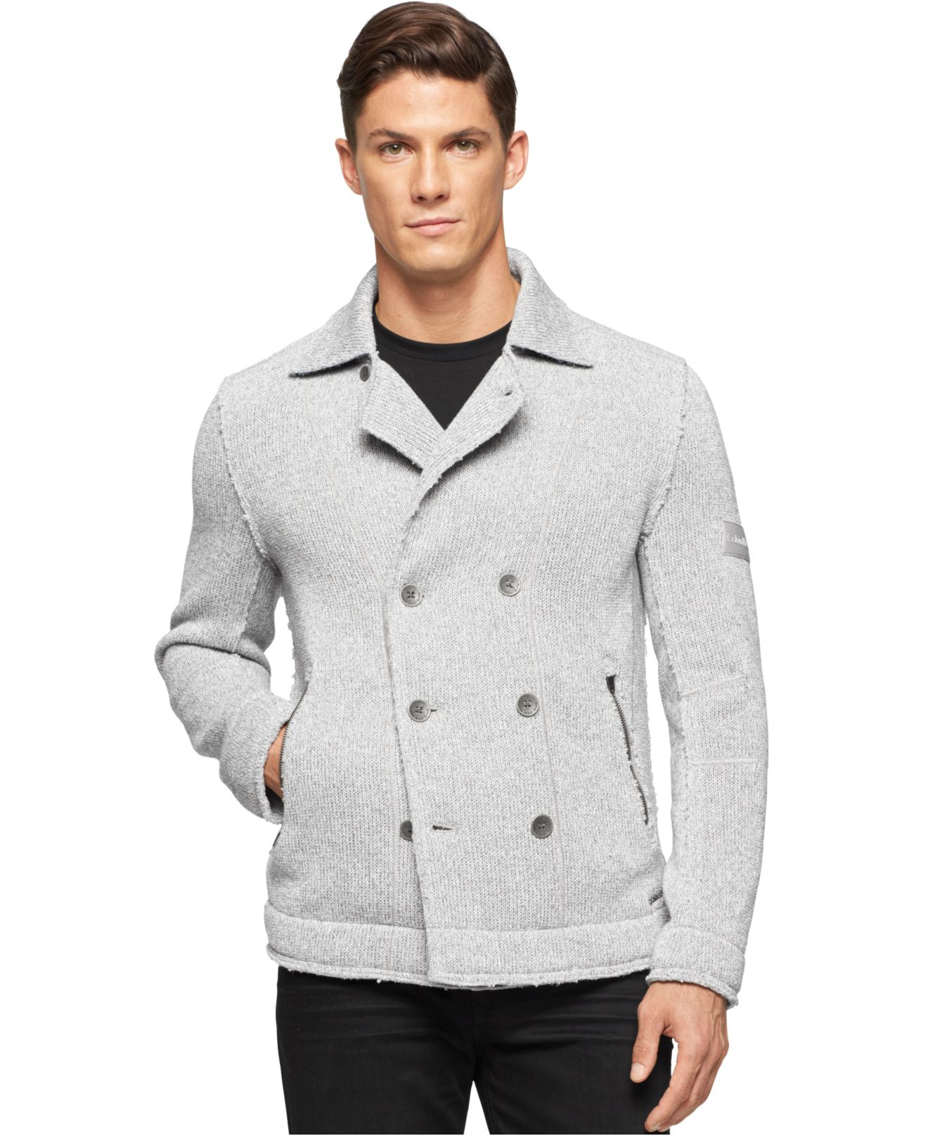 calvin klein gray peacoat