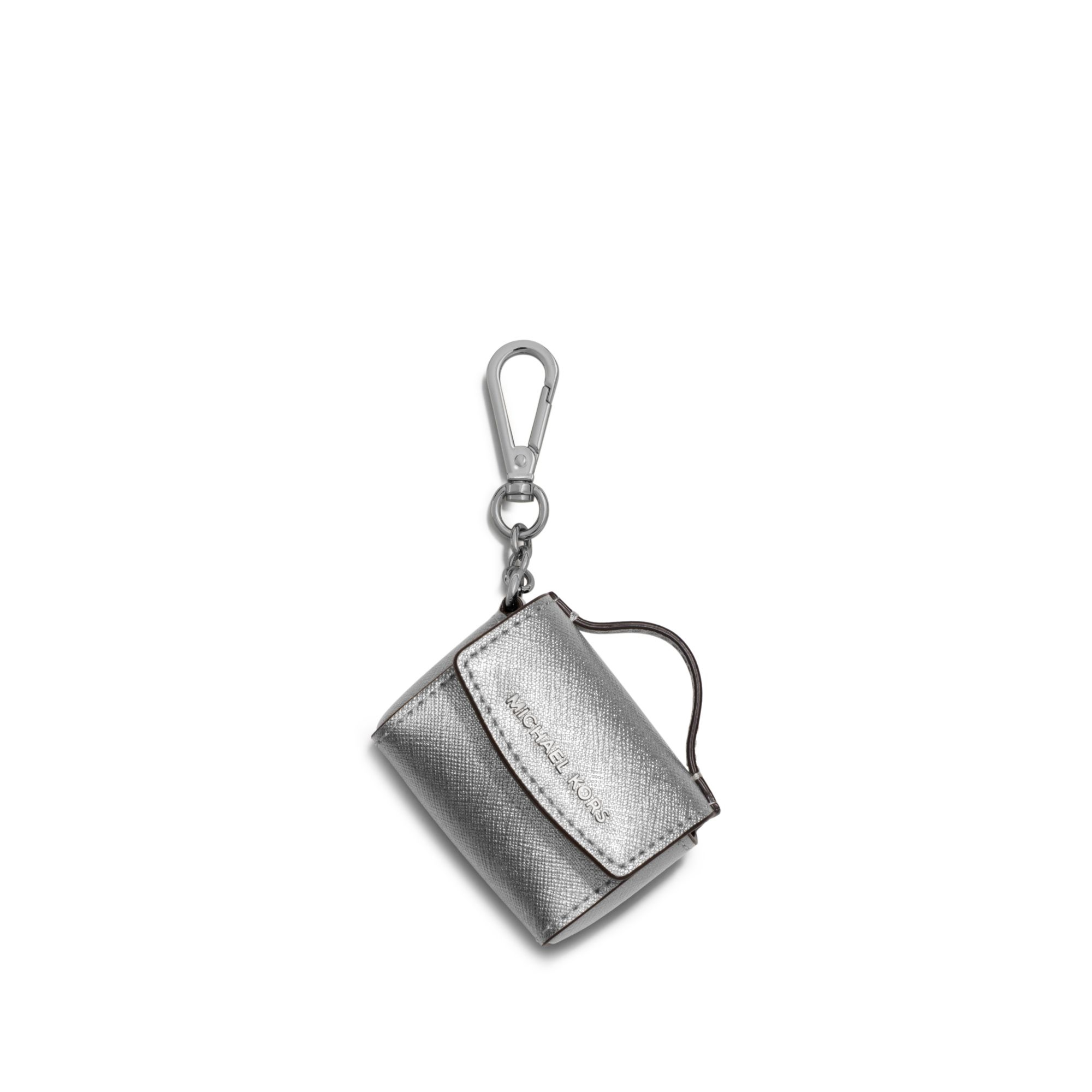 Michael Kors Ava Metallic Leather Coin Purse Key Chain - Lyst