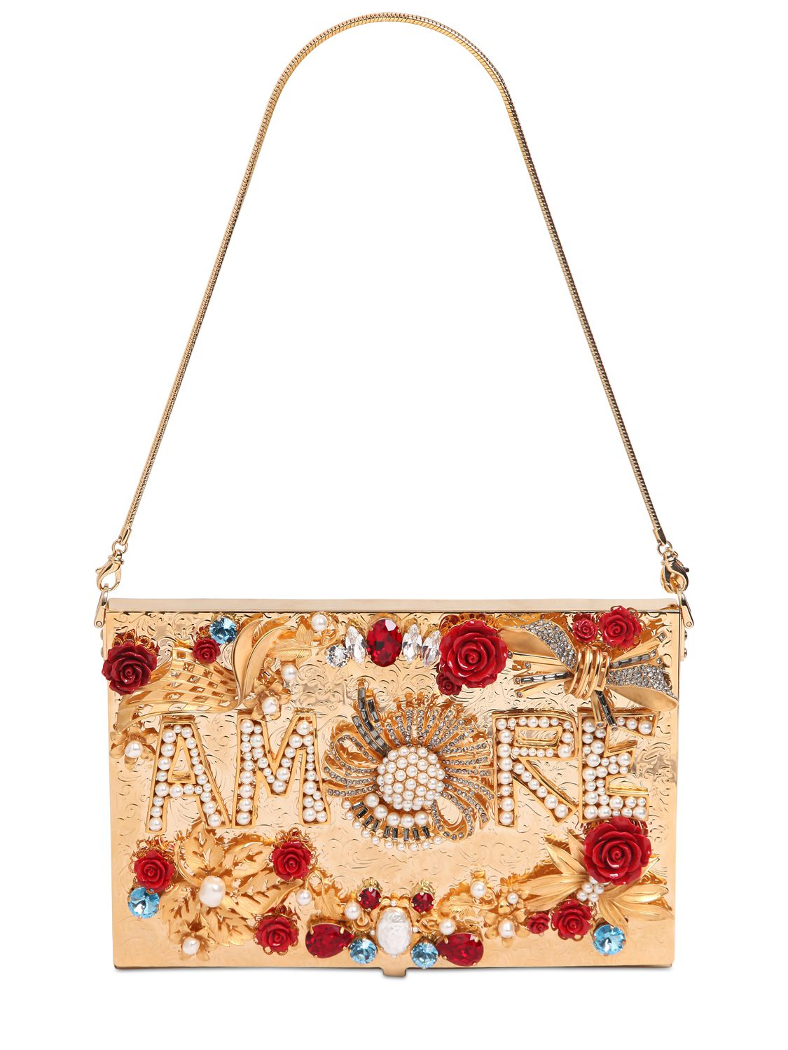 Dolce & Gabbana Suede Virna Embellished Goldtone Clutch in Metallic Lyst