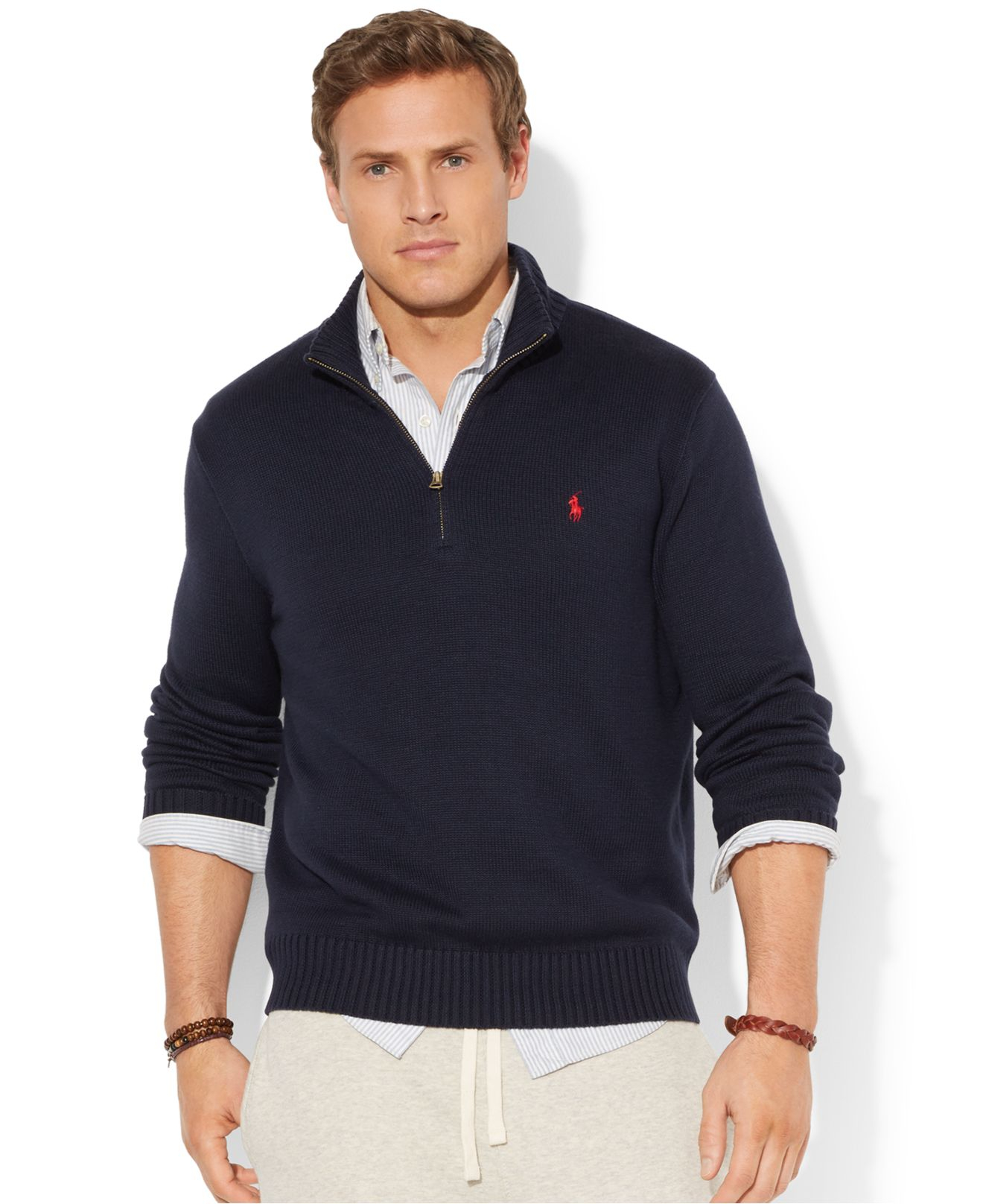 Polo ralph lauren Big And Tall Half-Zip Mockneck Sweater in Blue for ...