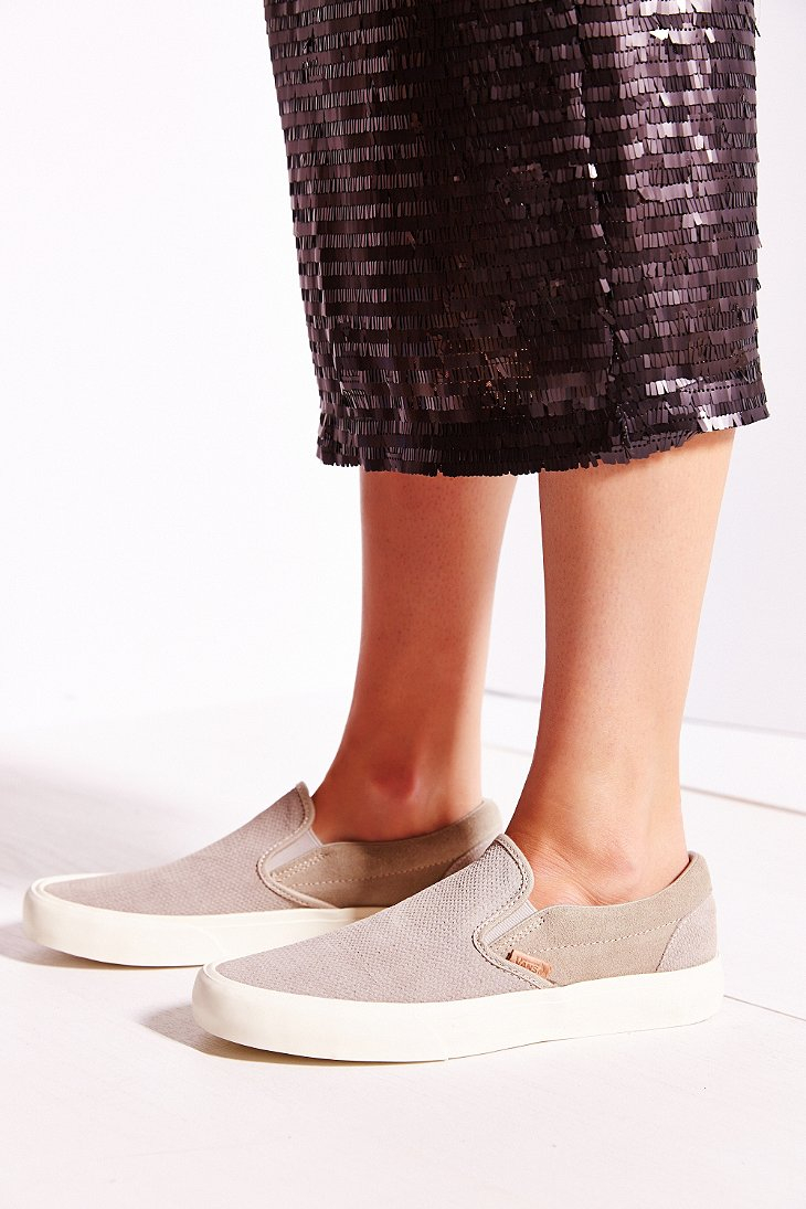Vans Classic Knit Suede Slip-on Women's Sneaker in Grey (Gray) | Lyst