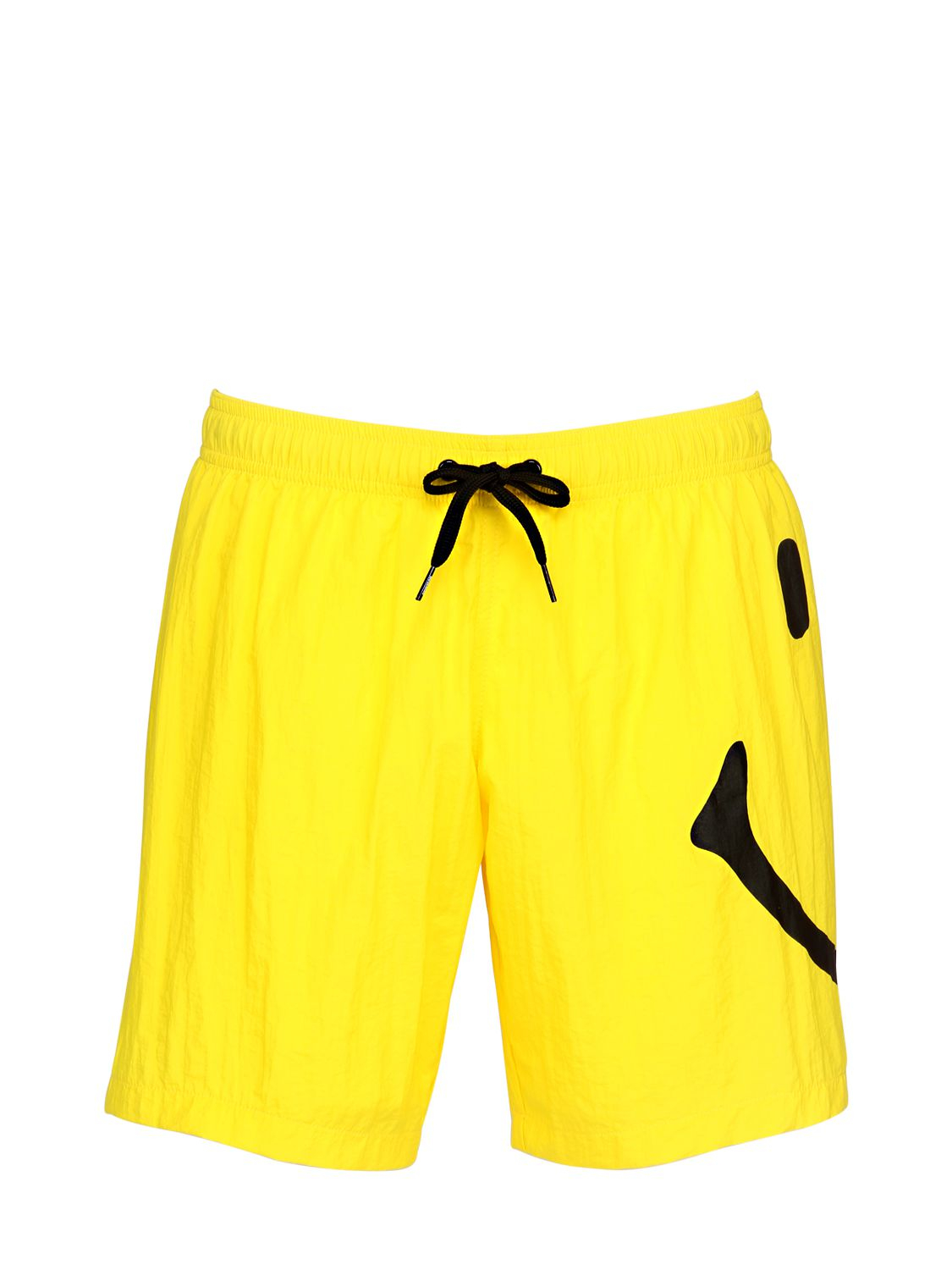 Moschino Smiley Printed Nylon Swimming Shorts in Yellow for Men - Lyst