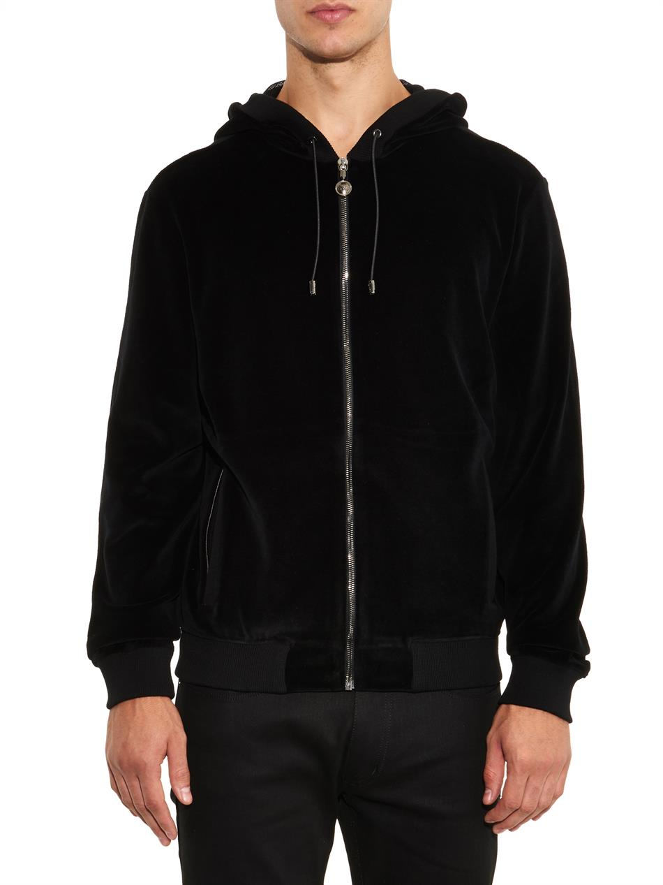 Versace Medusa Hooded Velour Sweatshirt in Black for Men | Lyst