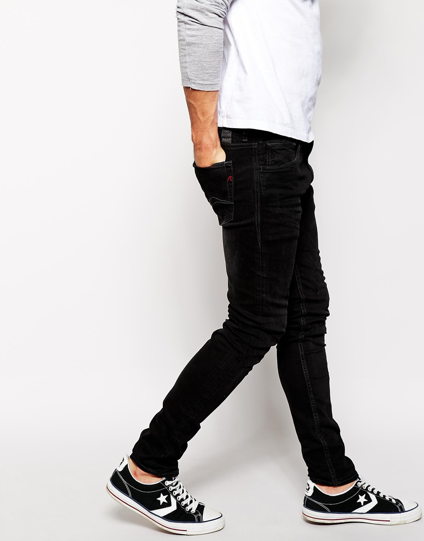 Replay Denim Jeans Jondrill Skinny Fit Stretch Washed Black - Black for Men  - Lyst
