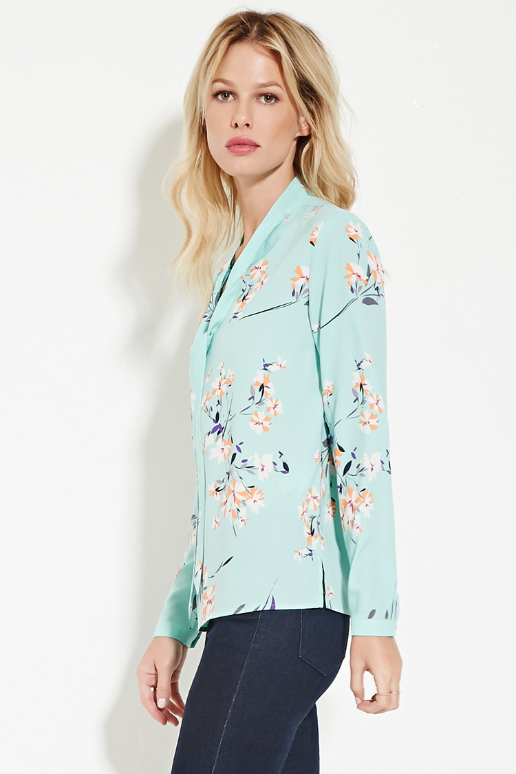 Green print blouse