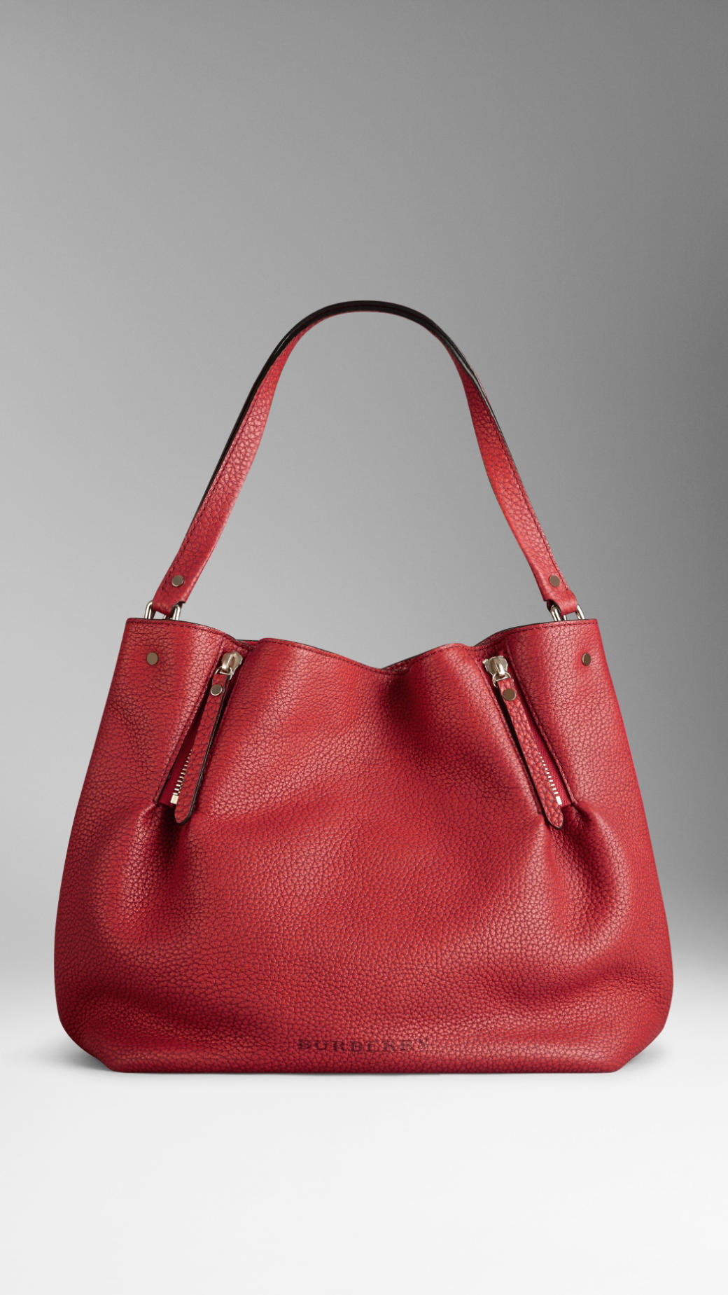 Burberry Medium Zip Detail Leather Tote Bag in Military Red (Red) - Lyst