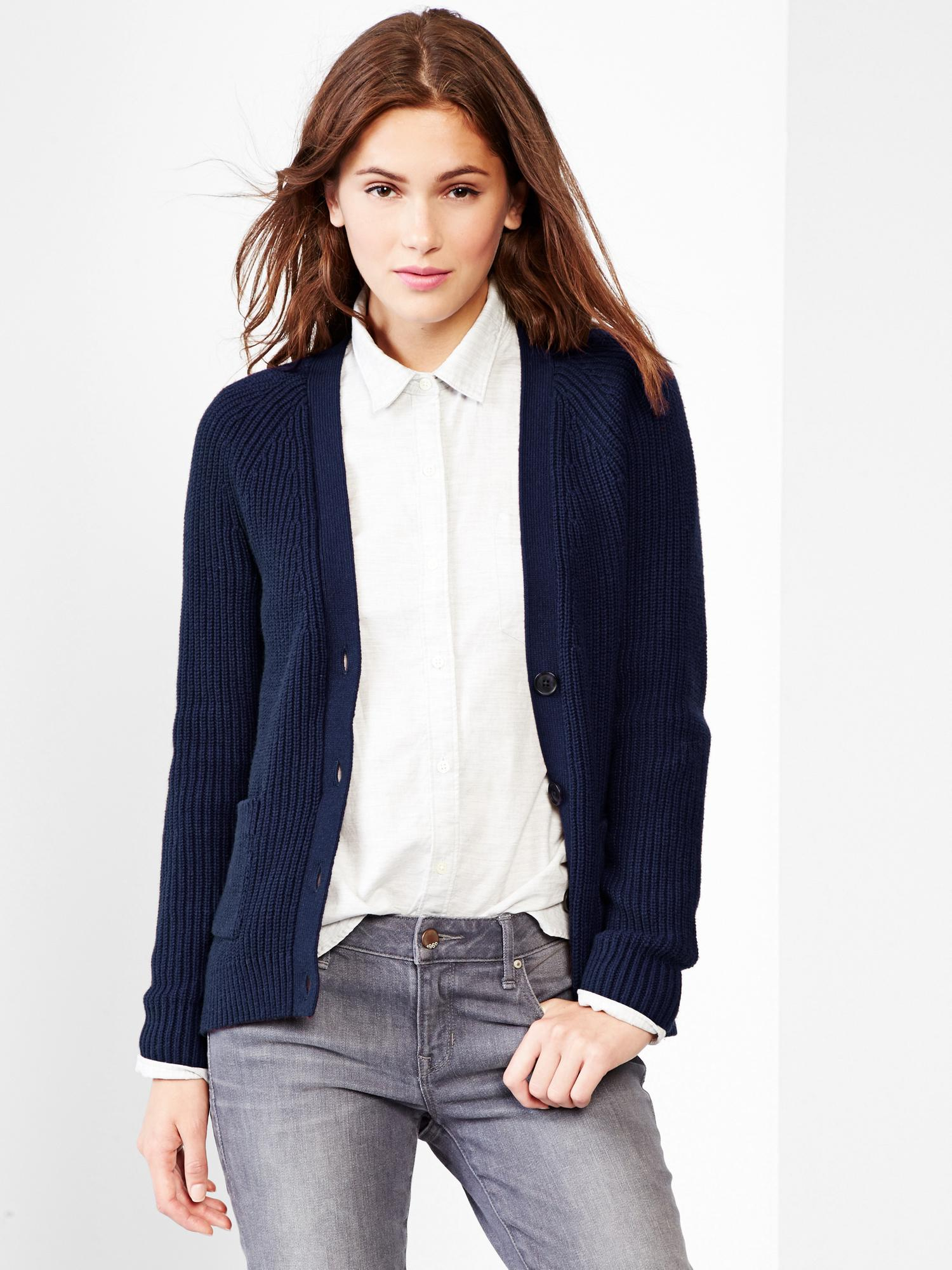Gap Ribbed V Neck Cardigan in Blue navy Lyst Gap Ribbed V Neck Cardigan in Blue navy Lyst