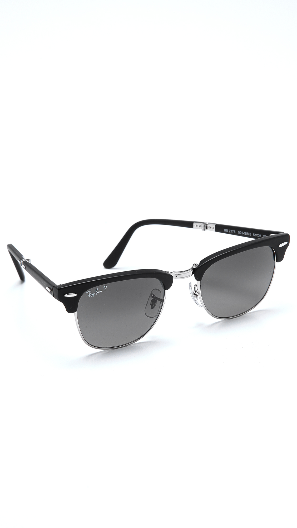 Ray-Ban Clubmaster Folding Polarized Sunglasses in Black