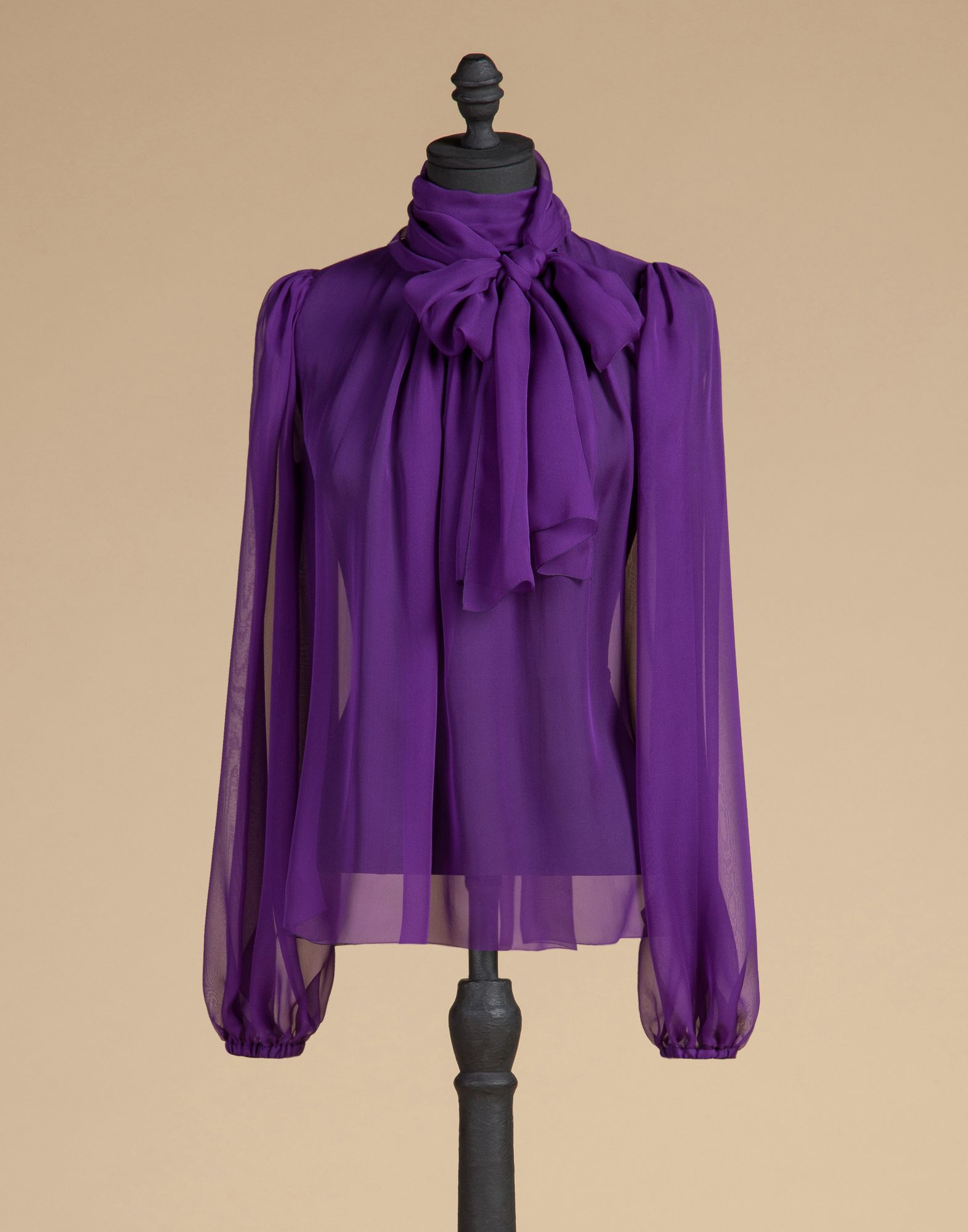 Lyst - Dolce & Gabbana Blouse In Silk Chiffon With Bow in Purple