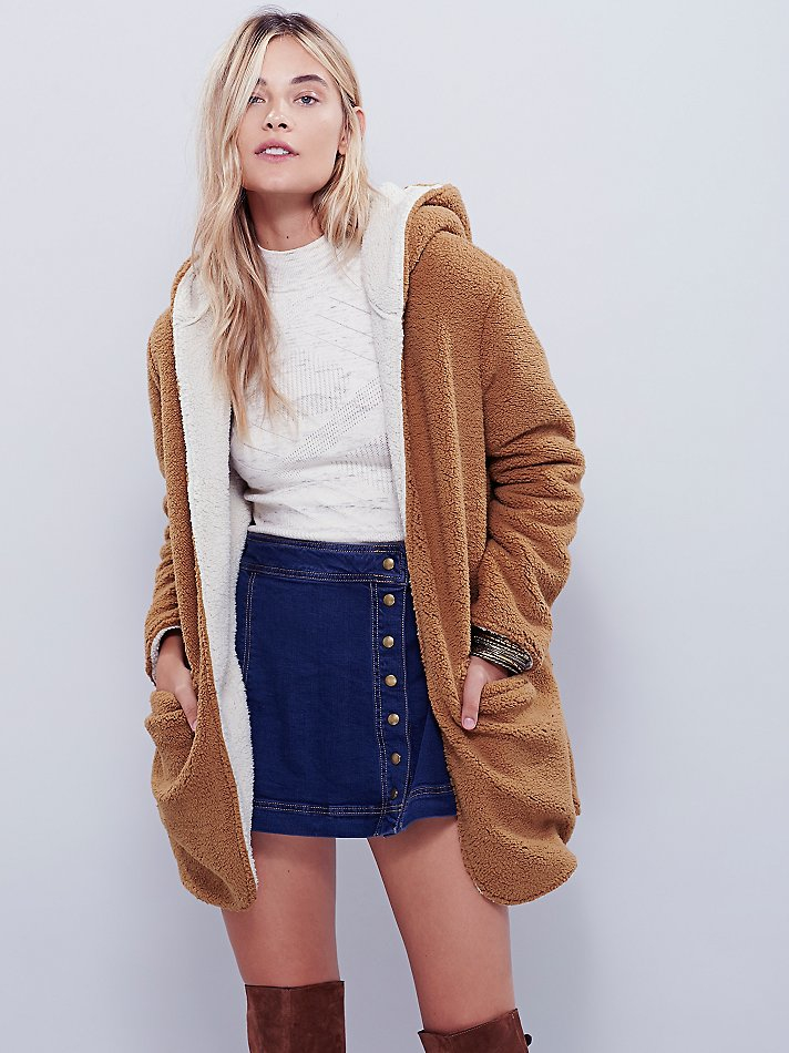 Free People Reversible Cozy Hooded Jacket in Brown Lyst