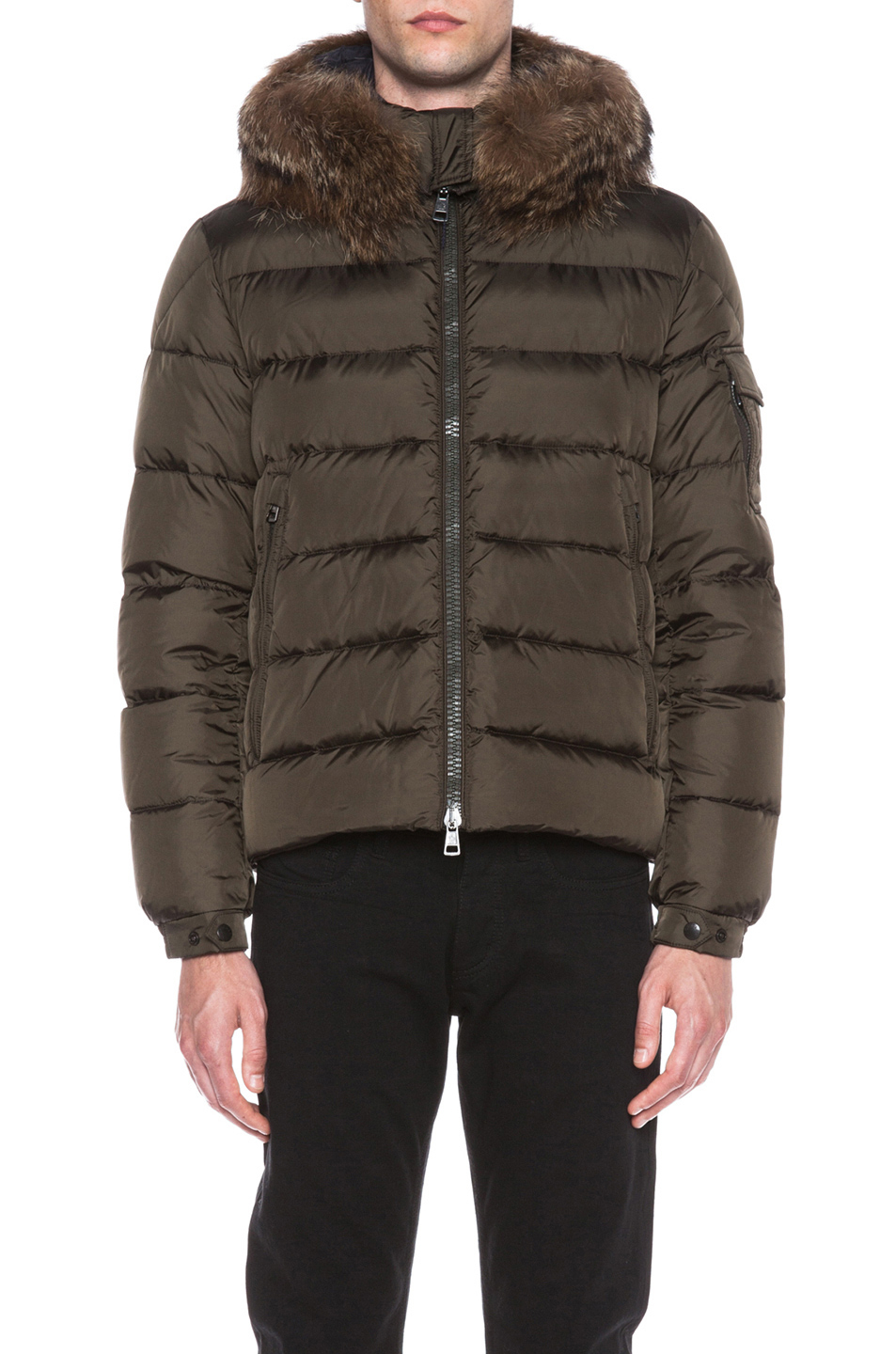 Moncler Byron Jacket with Fur Hood in Brown for Men | Lyst