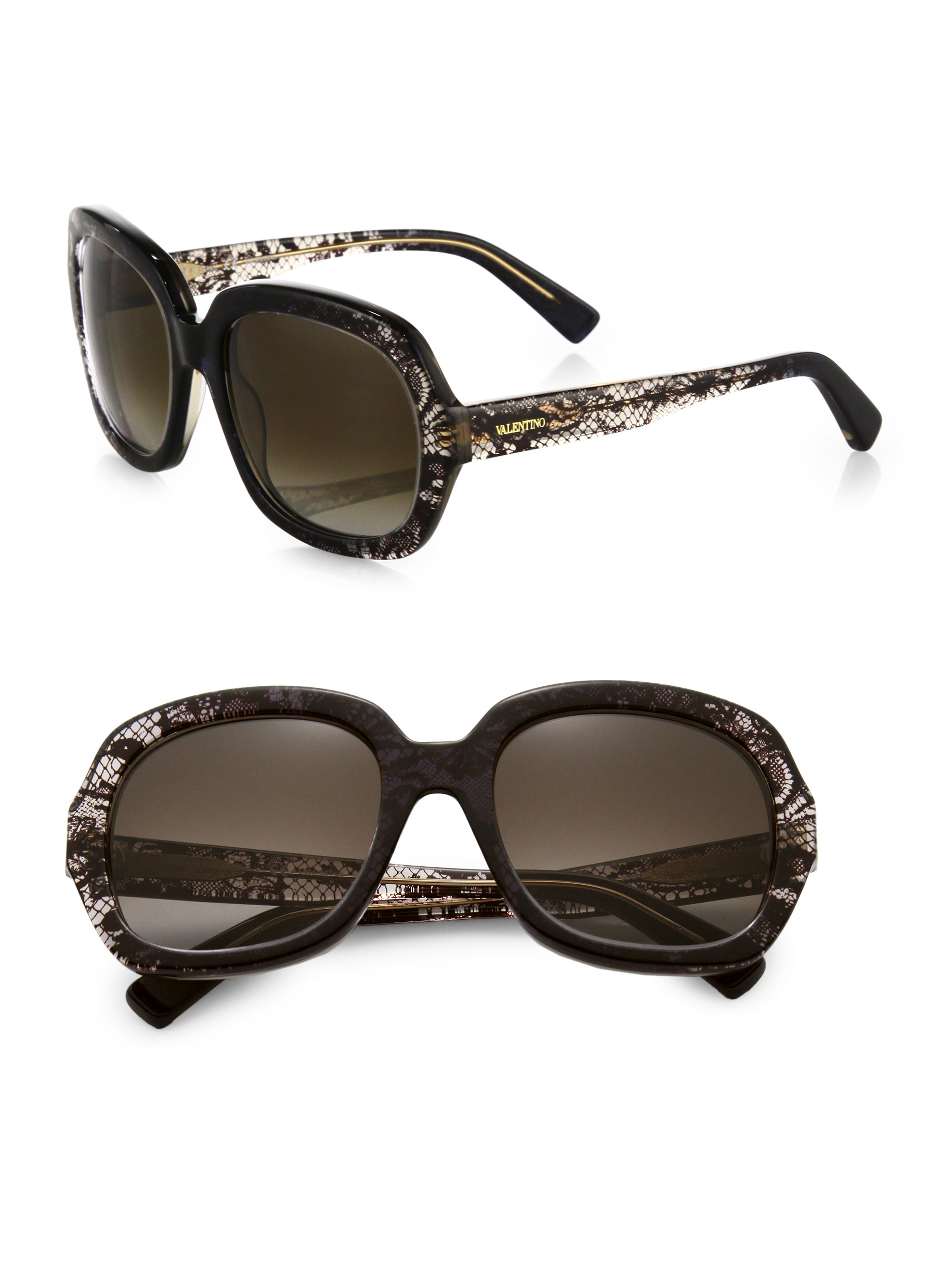Valentino Lace Patterned Sunglasses in Grey Faded (Gray) - Lyst