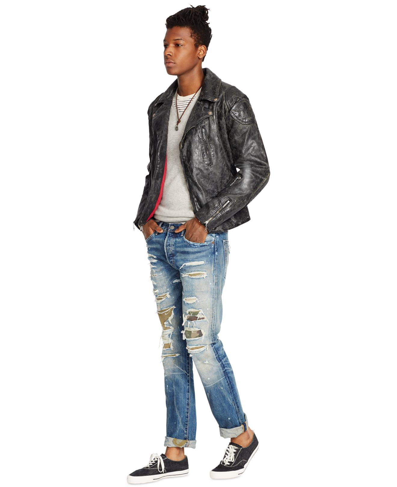 Ralph Lauren Coated Denim Moto Jacket 