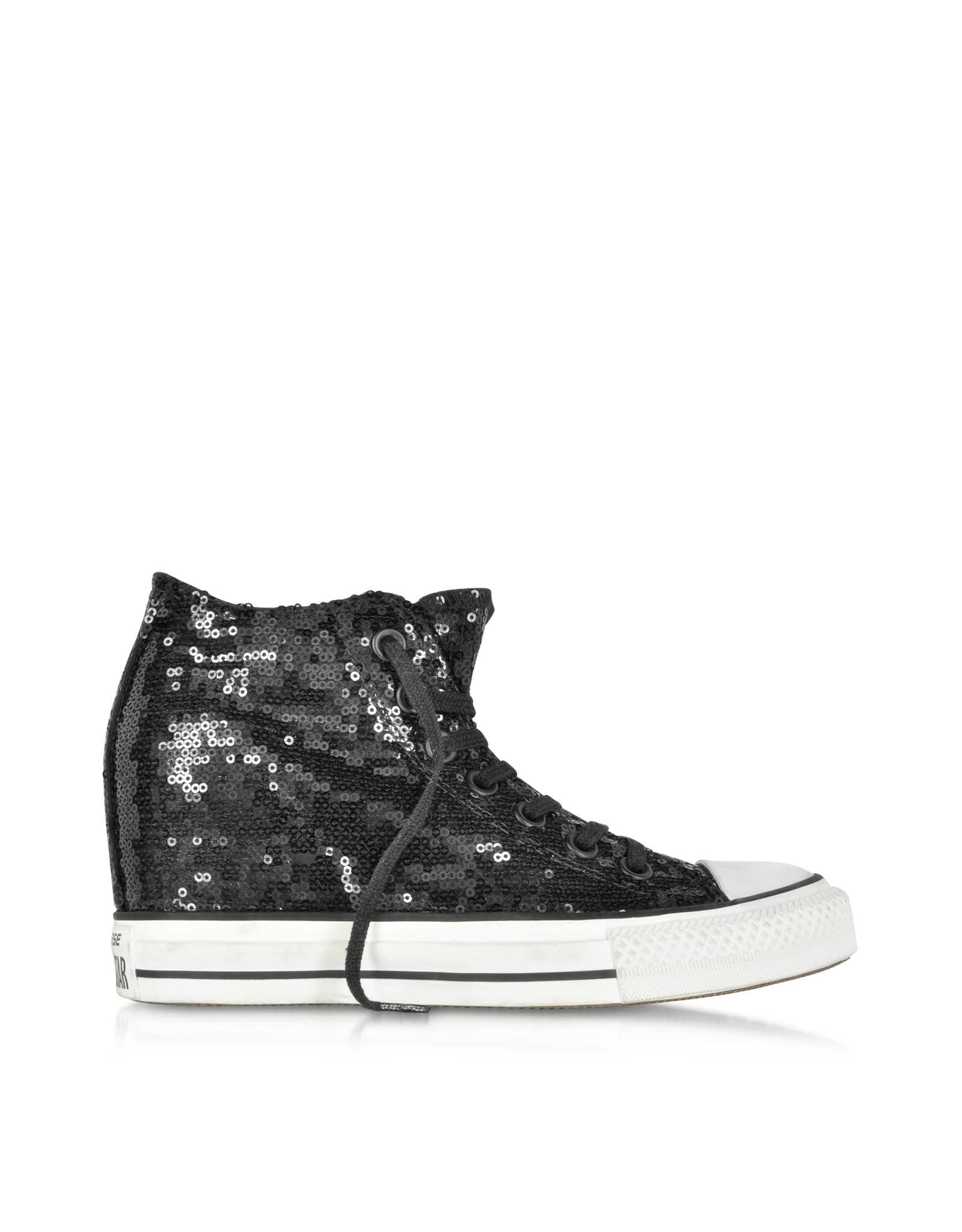 Converse All Star Mid Lux Black Sequins And Canvas Wedge Sneaker - Lyst