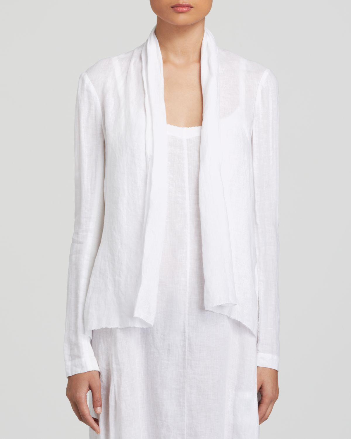 Dkny Pure Drape Front Linen Jacket in White Lyst