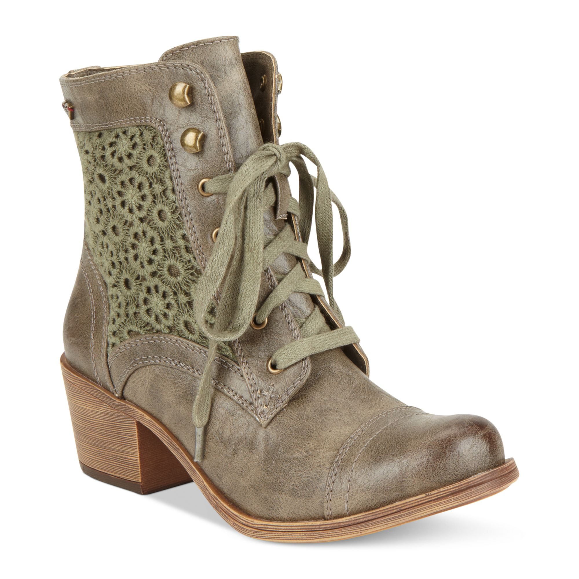 olive green leather booties
