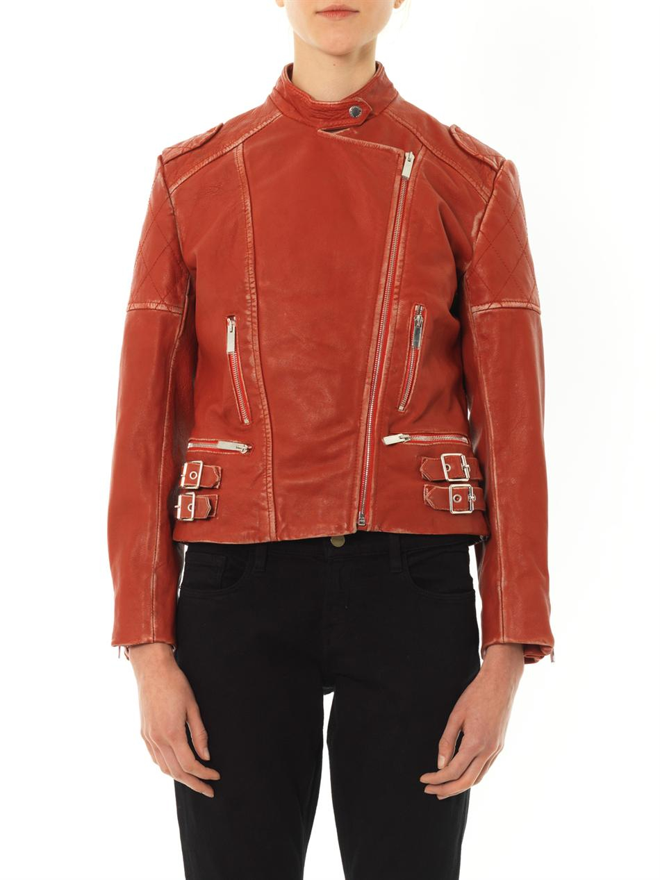 Christopher Kane Vintagelook Leather Biker Jacket In Red Lyst Gallery