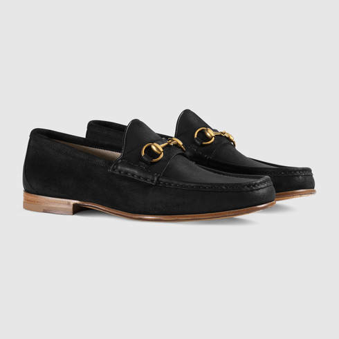 Gucci 1953 Horsebit Suede Loafer in Black for Men | Lyst