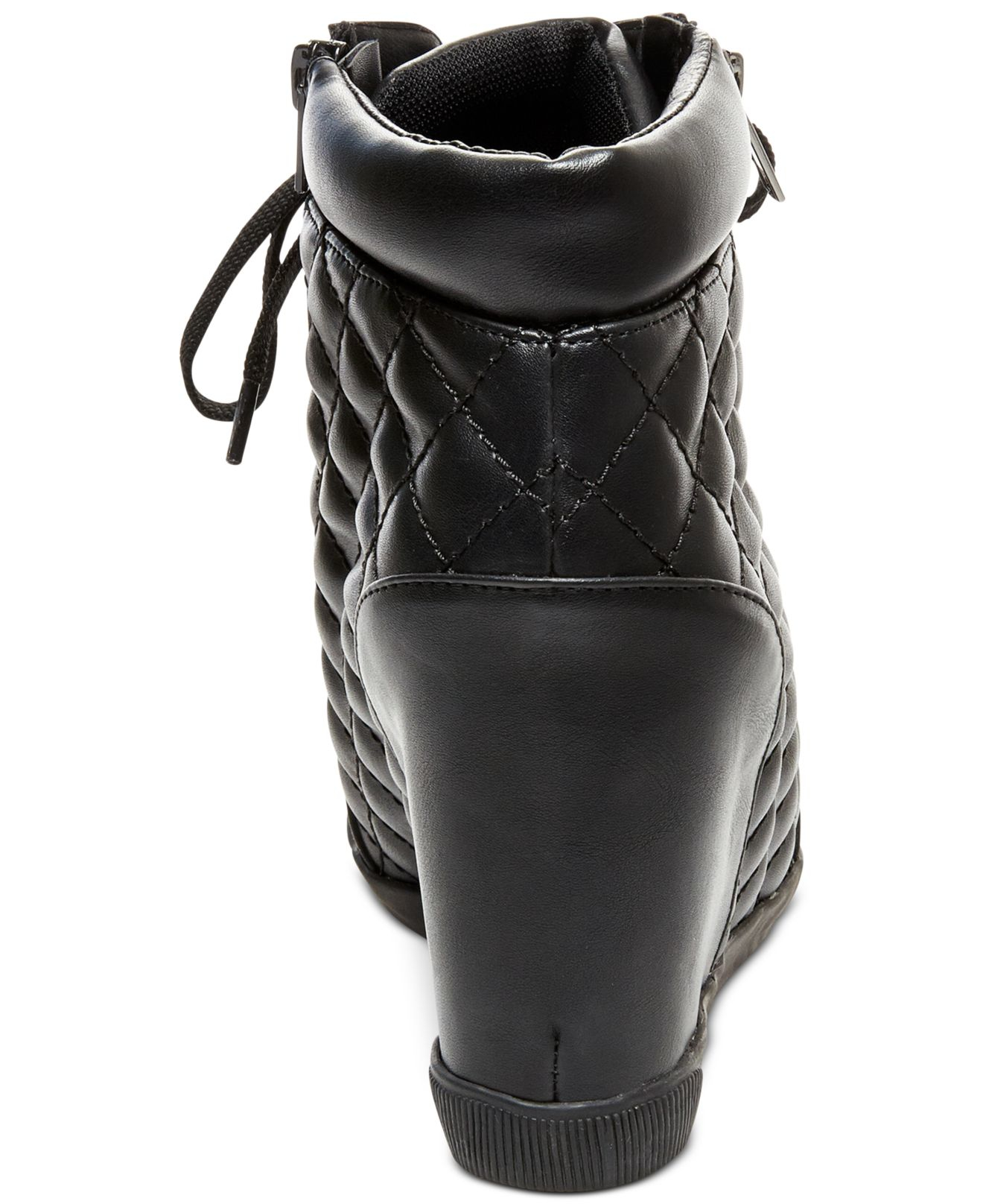 black high top wedge trainers
