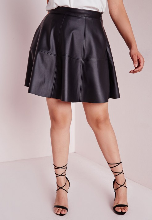 black leather skater skirt plus size