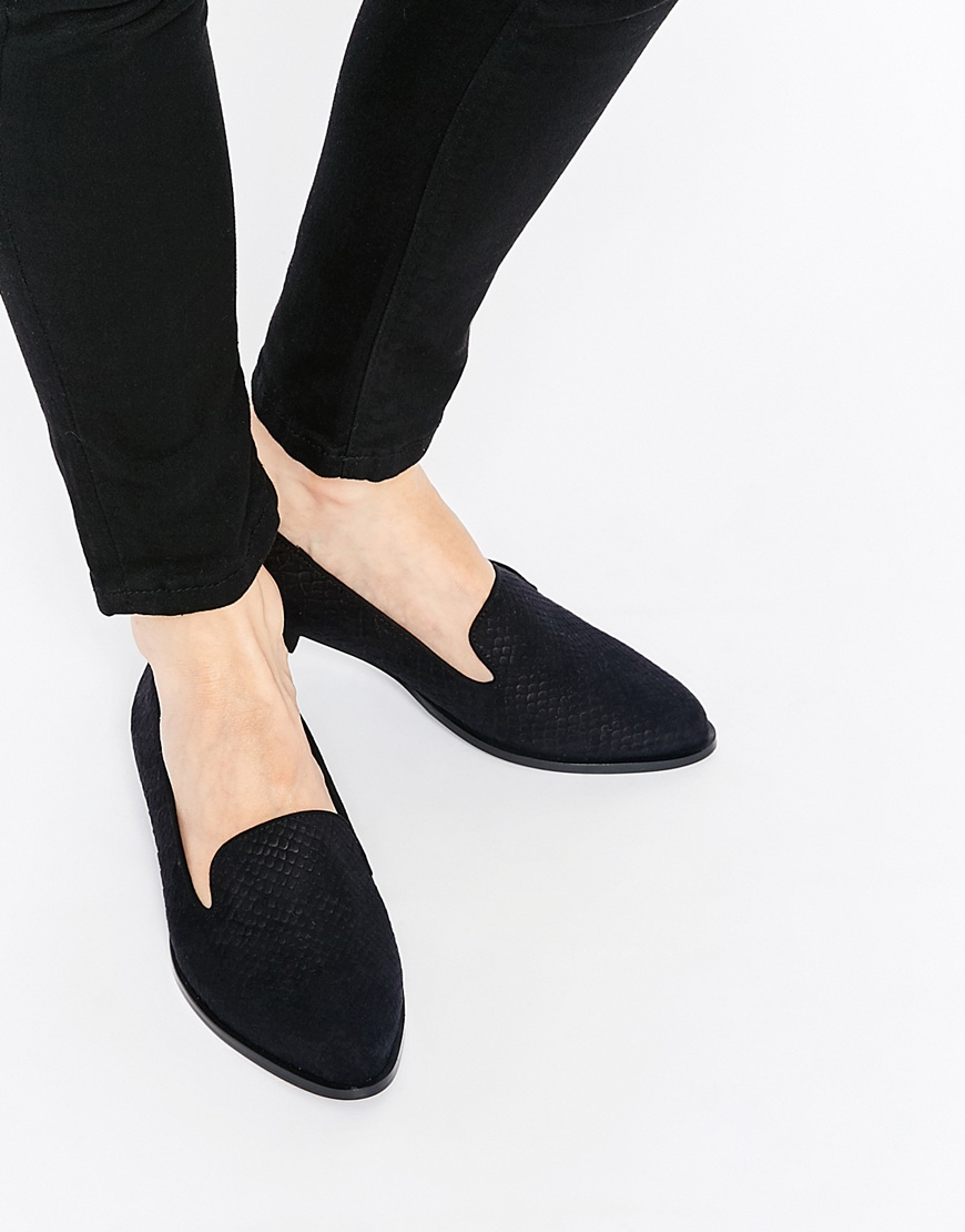 Faith Alpine Black Embossed Flat Shoes - Black | Lyst UK