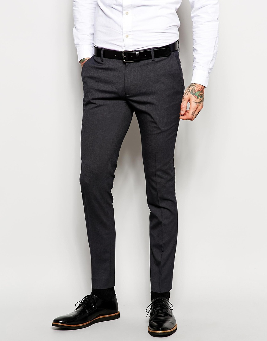 Mens Suit Trousers Regular Fit - Men's Grey Check Tailored Fit Italian ...