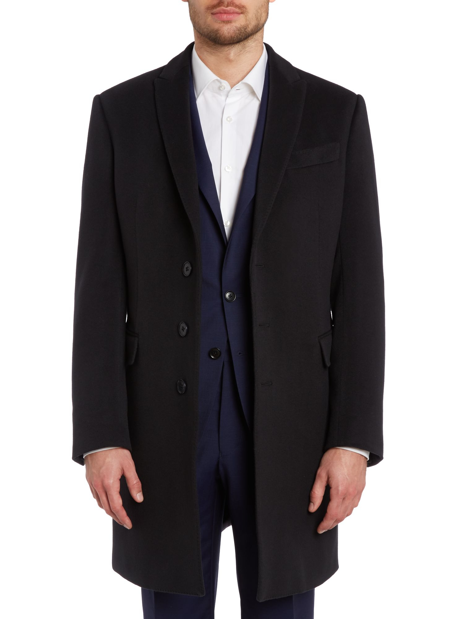 Armani Peak Lapel Overcoat in Blue for Men Lyst