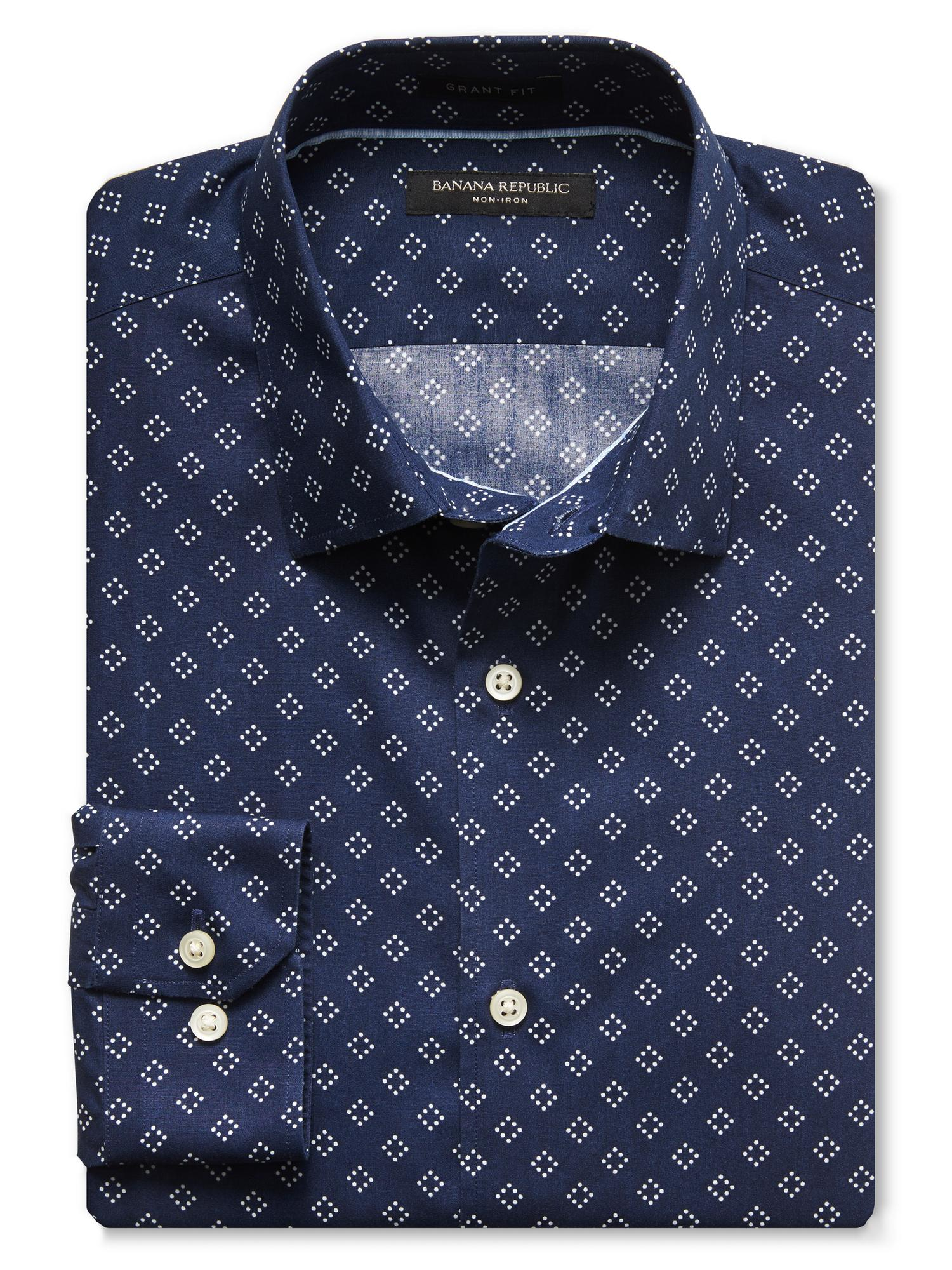 Banana Republic Grant-fit Non-iron Diamond Dot Shirt in Blue for Men | Lyst