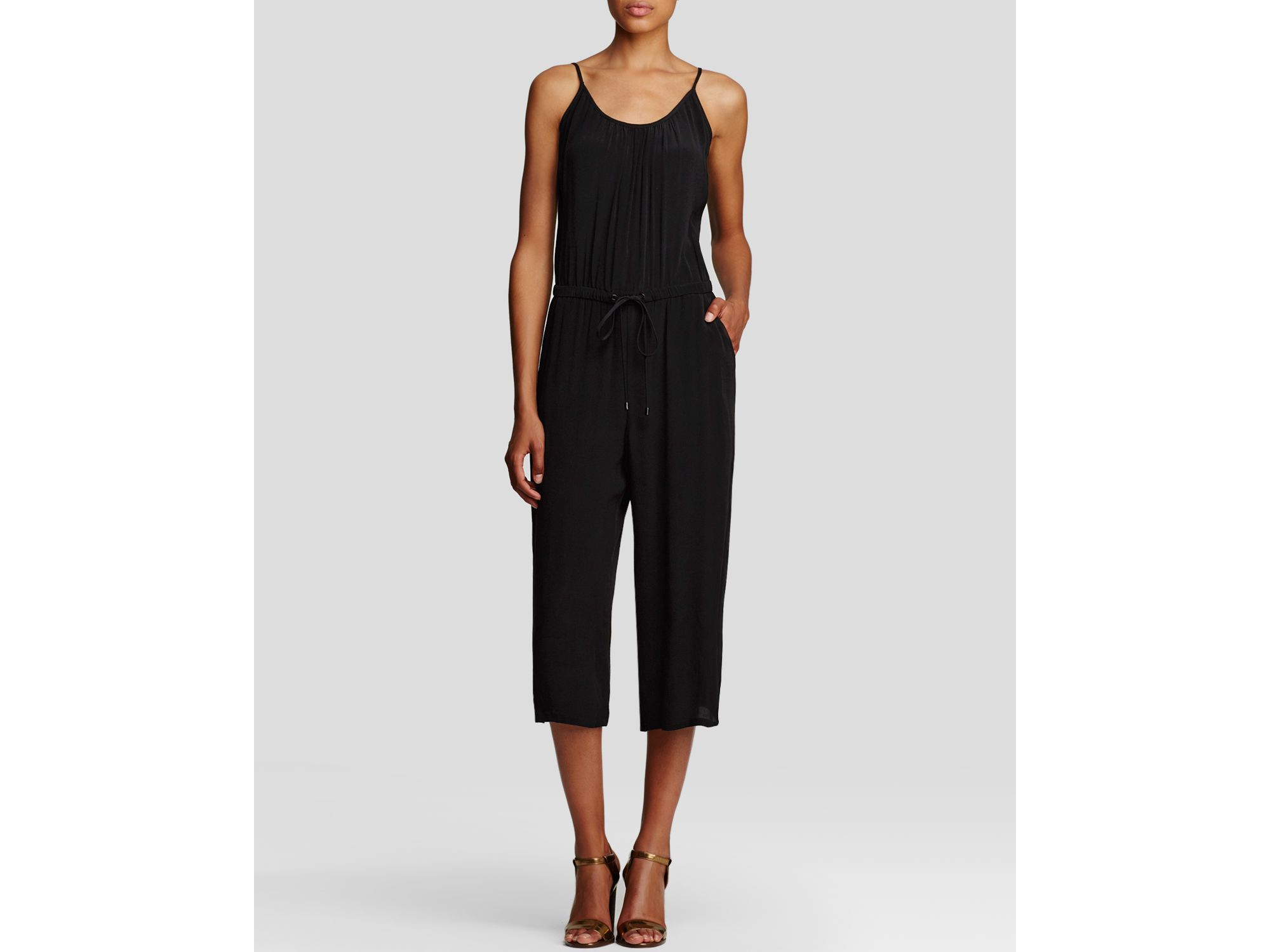 black jumpsuit cropped leg