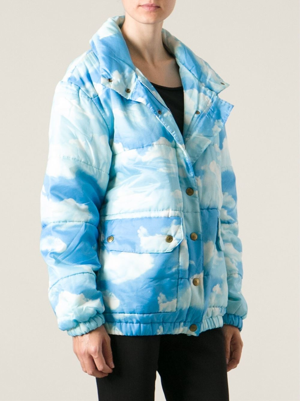 Moschino Cloud Print Padded Jacket in Blue | Lyst