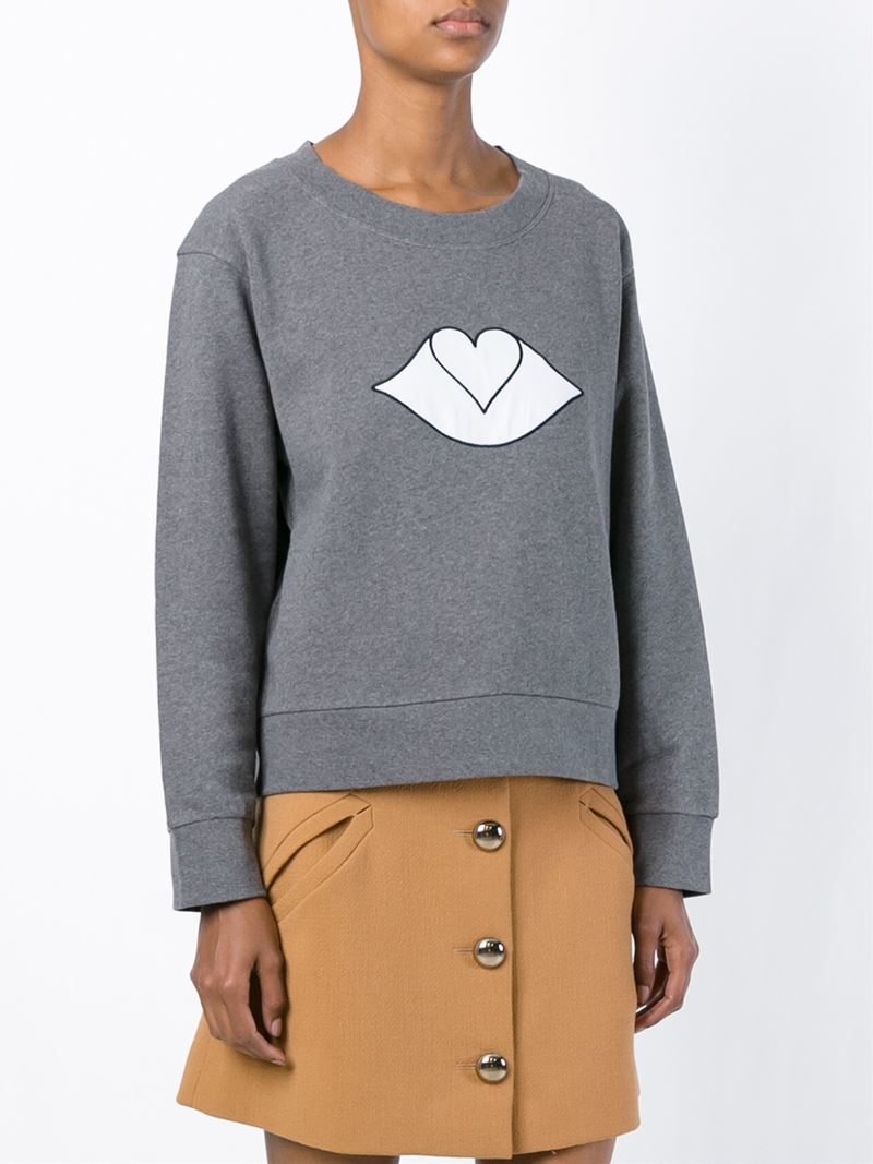 See By Chloé Big Bisou Patch Sweatshirt in Grey (Gray) - Lyst