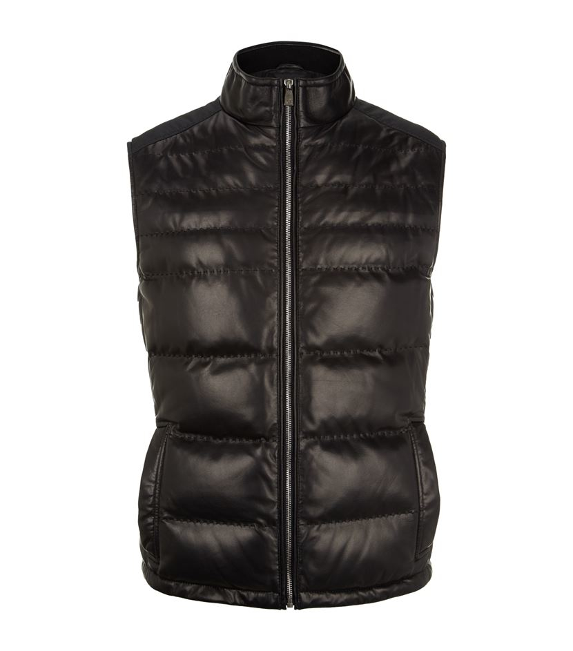 Corneliani Quilted Leather Gilet in Black for Men | Lyst