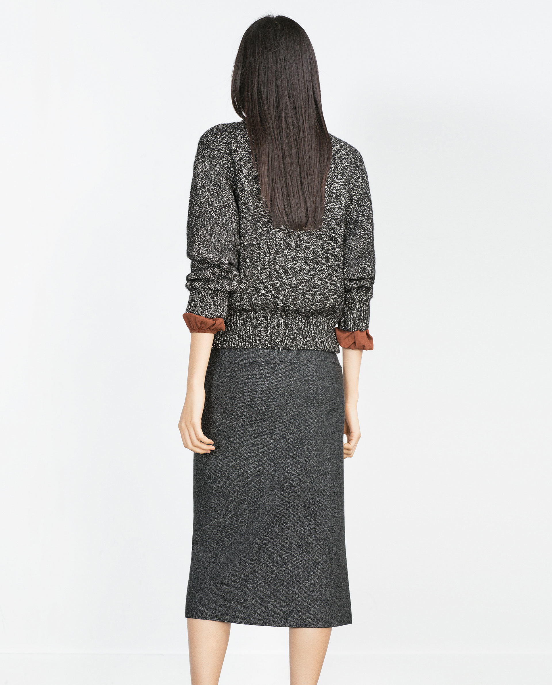 Zara Tube Skirt With Slit in Black | Lyst