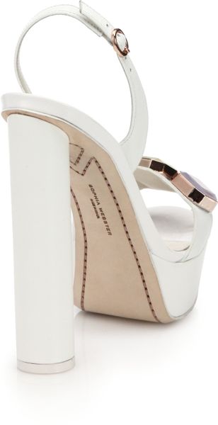 Sophia Webster Jemima Jeweled Leather Platform Sandals in White | Lyst