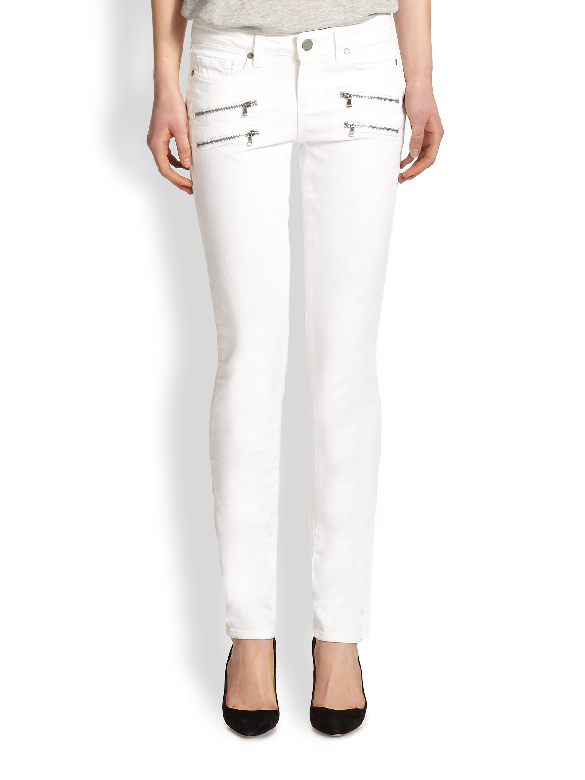 PAIGE Edgemont Ultra Skinny Jeans in White - Lyst